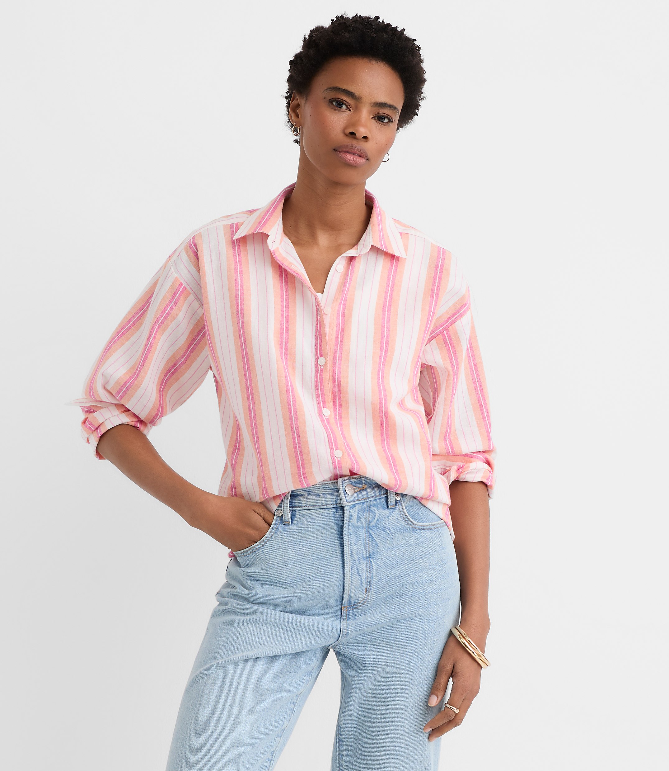 Striped Linen Cotton Everyday Oversized Shirt