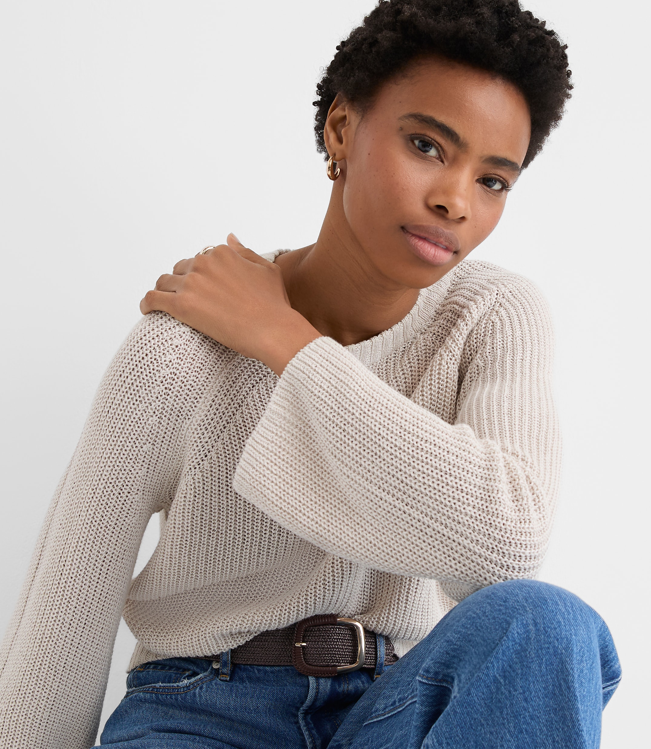 Linen Wide Sleeve Sweater