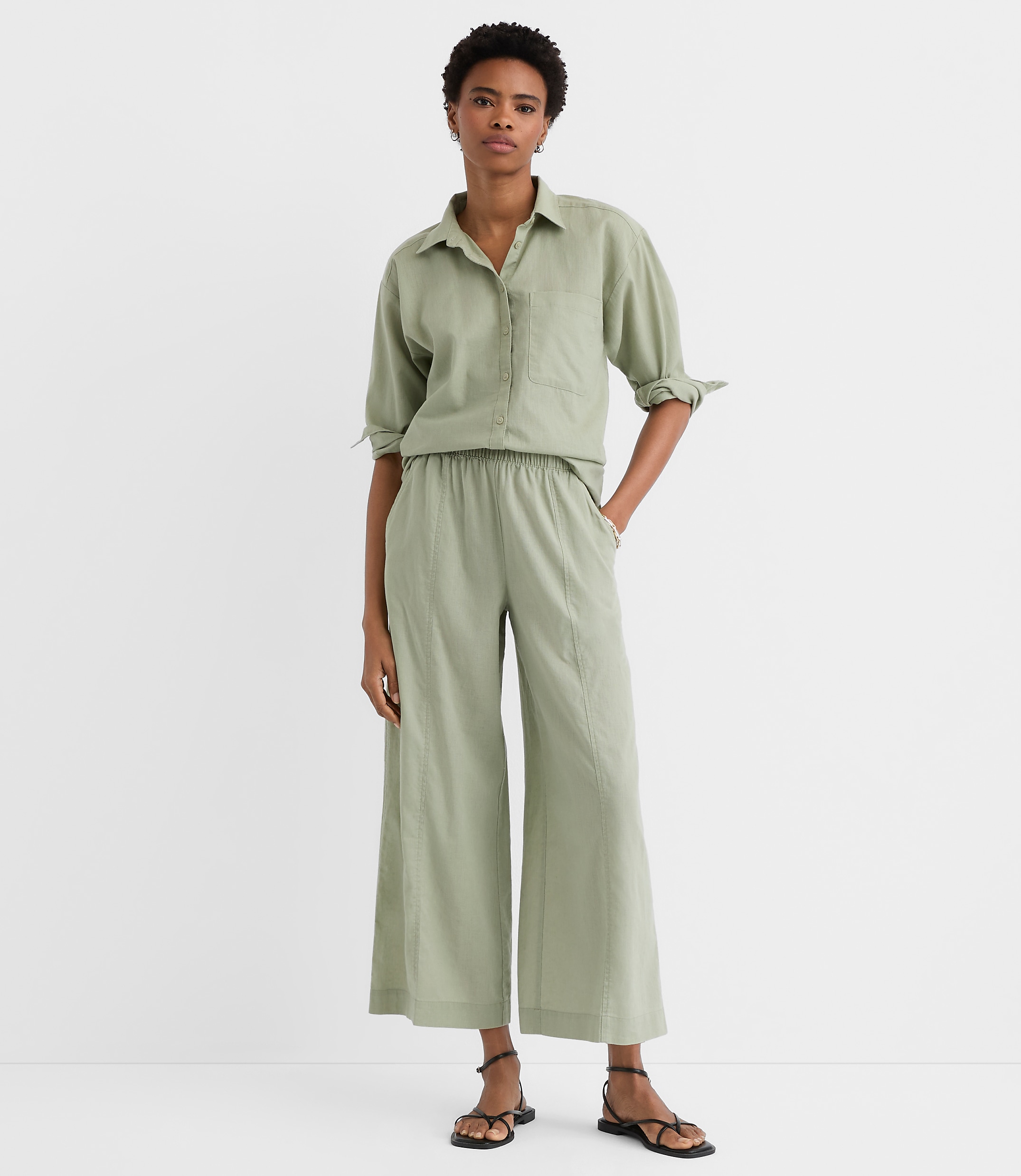 Breezy Wide Leg Crop Pants in Linen Cotton