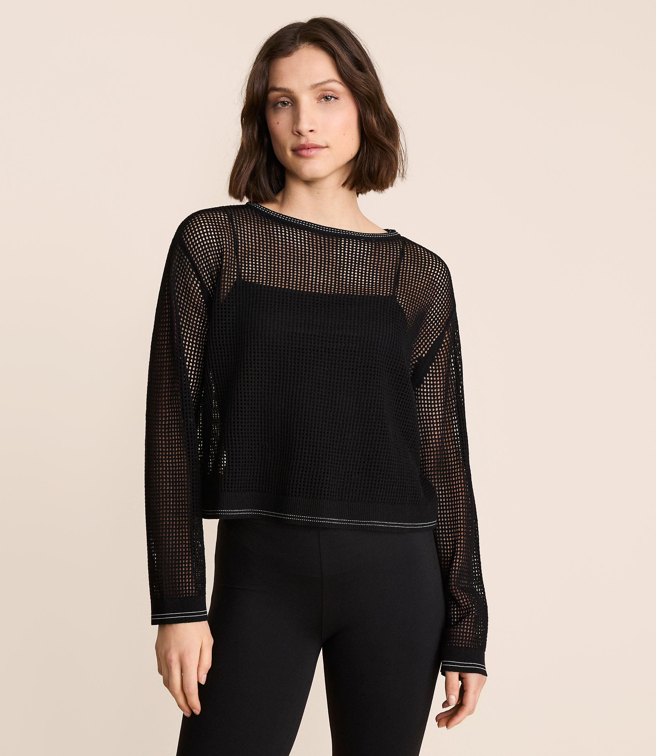 Lou & Grey Tipped Mesh Sweater