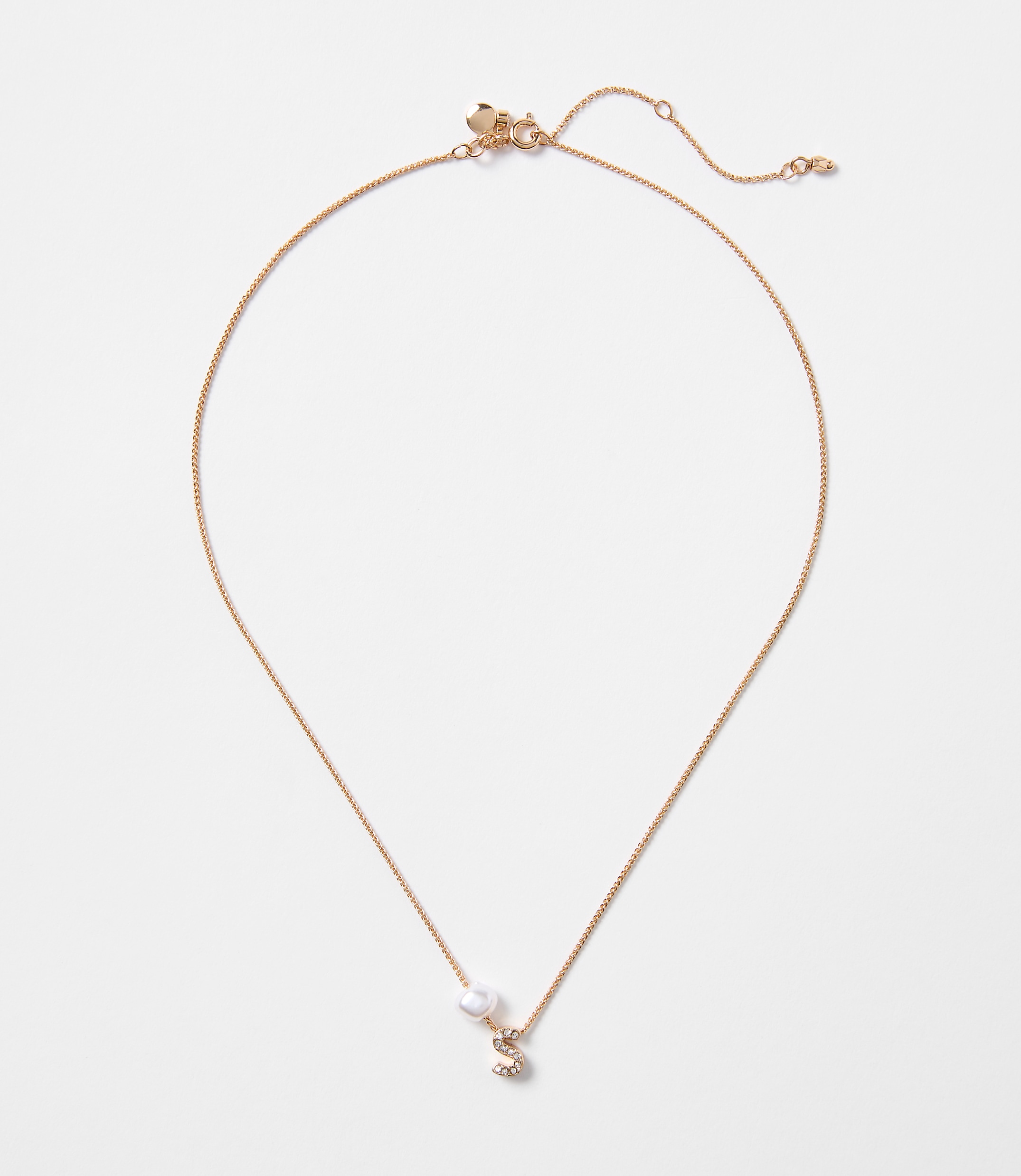 Pearlized Pave Initial Necklace