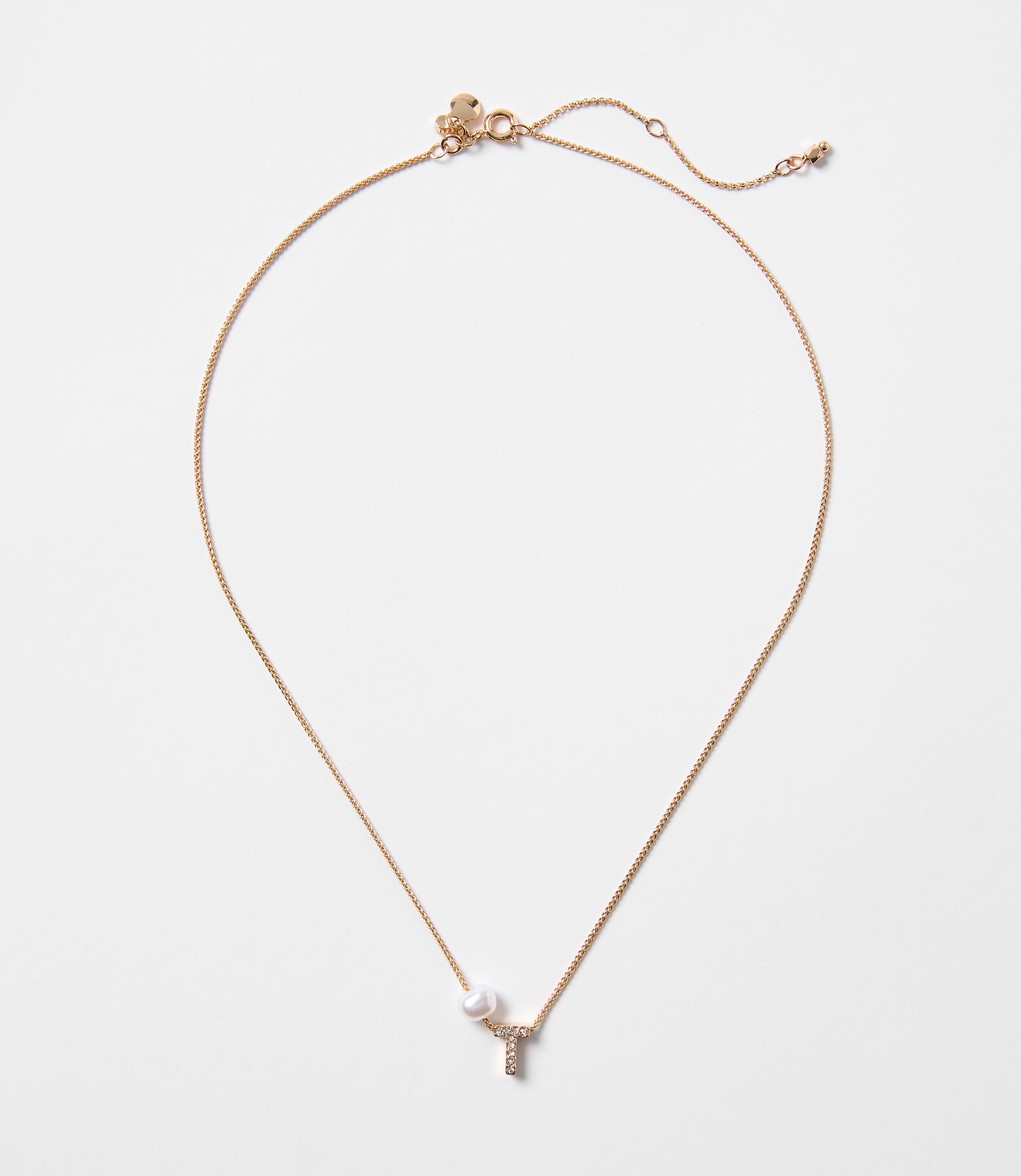 Pearlized Pave Initial Necklace