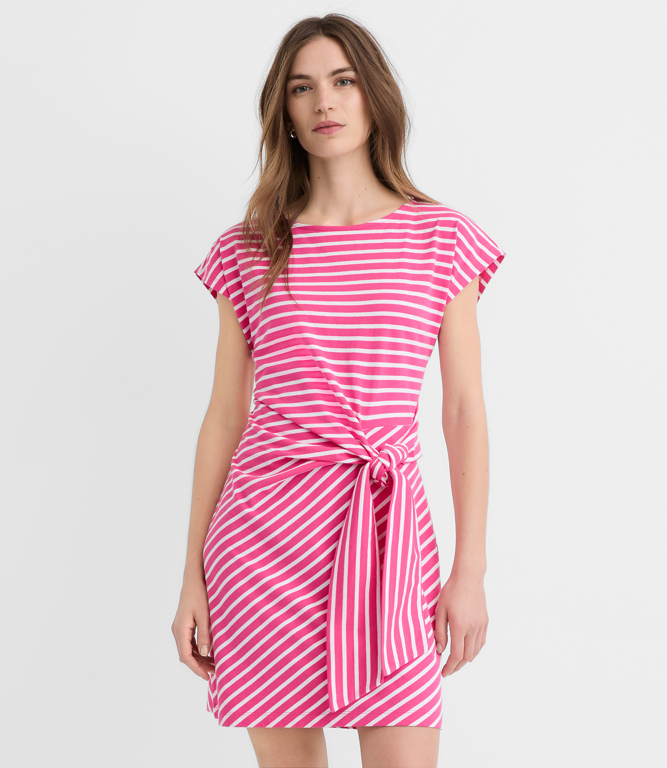 Striped Side Tie Wedge Tee Mini Dress