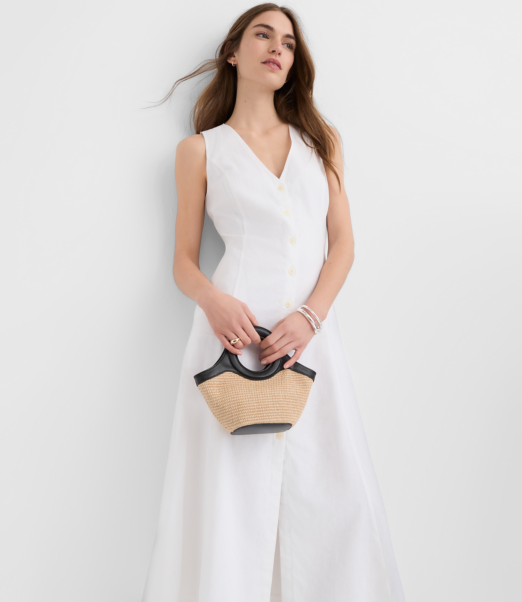 Linen Cotton Vest Midi Dress