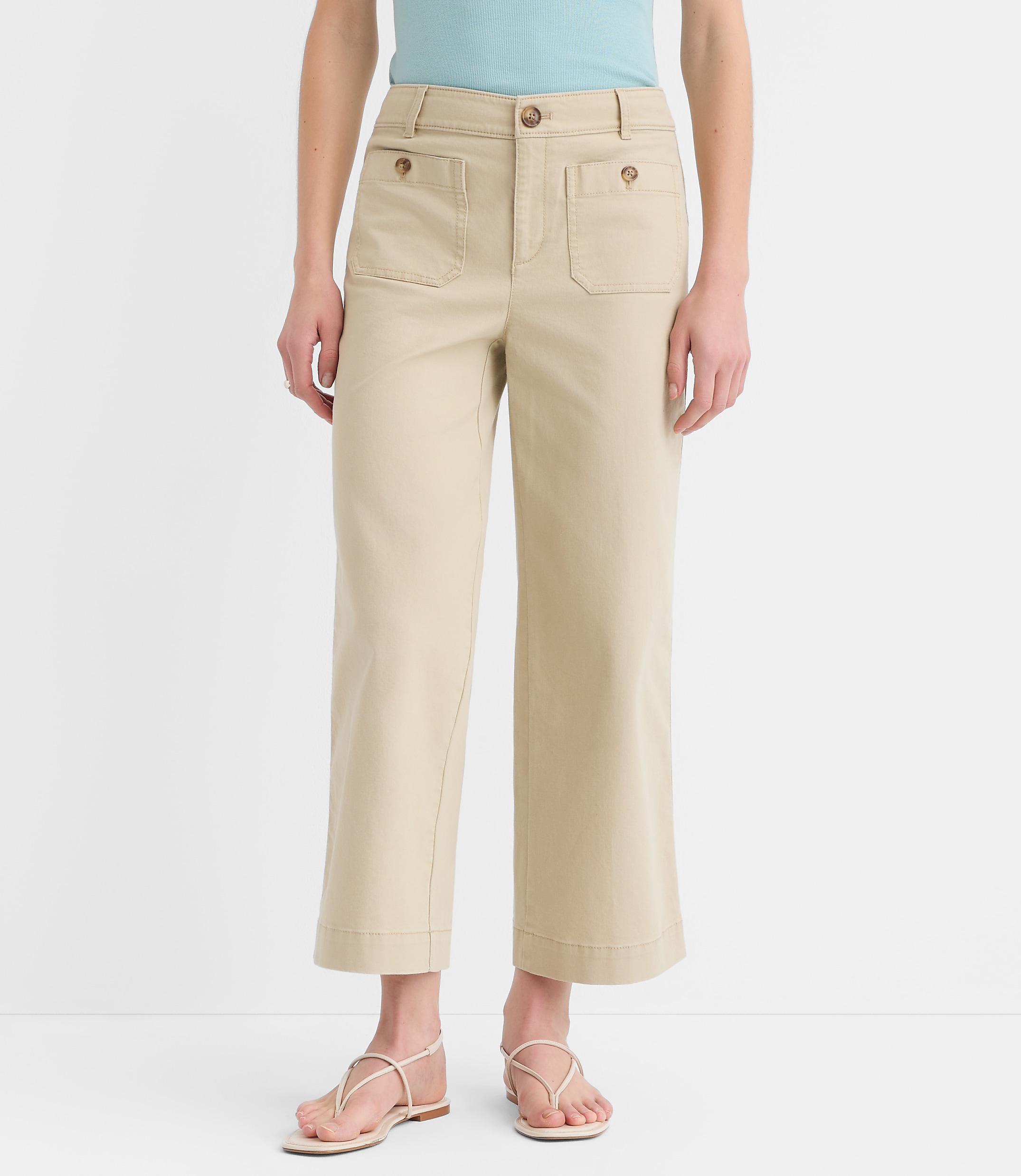 Curvy Palmer Wide Leg Crop Pants in Twill