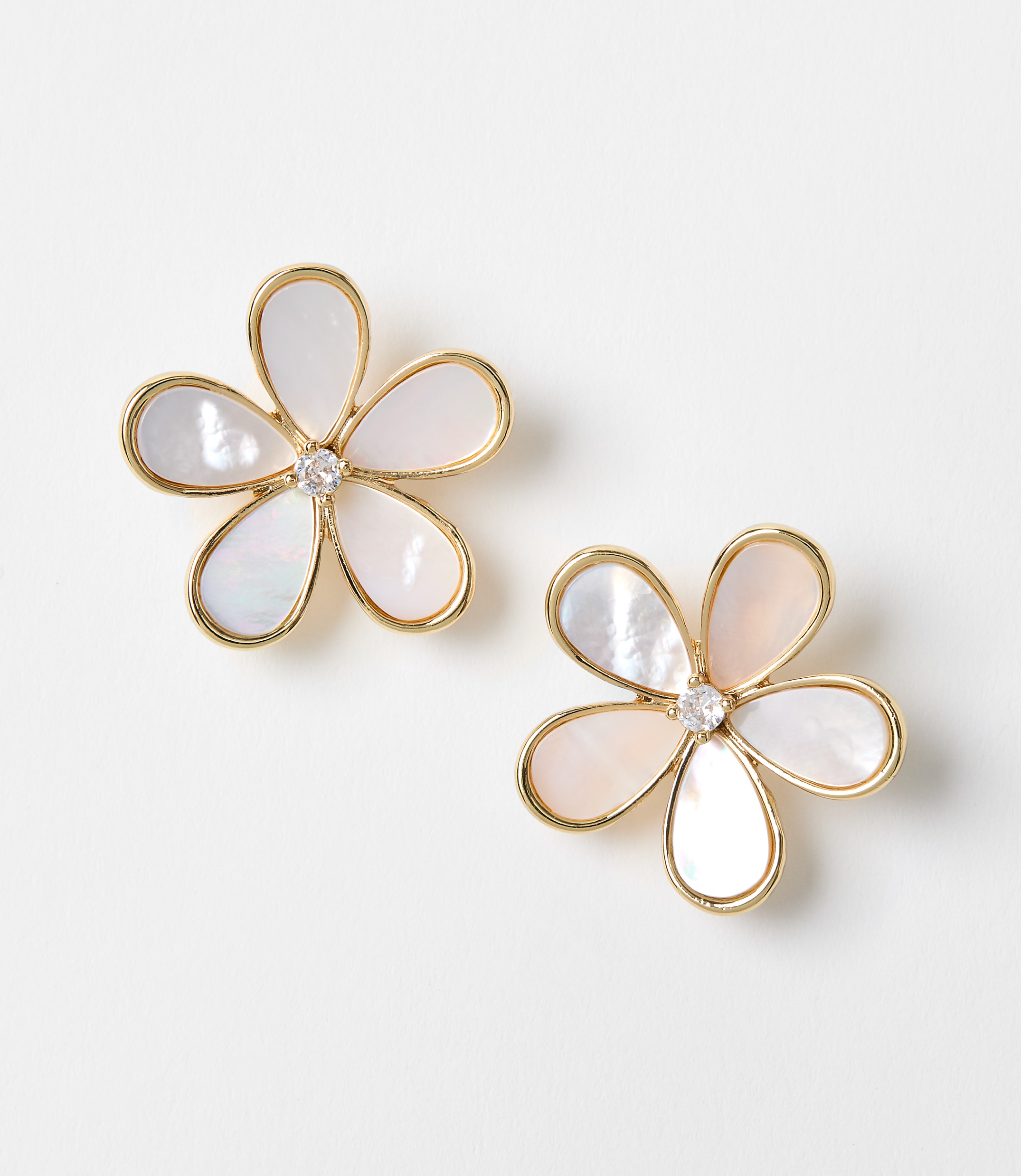Mother Of Pearl Flower Stud Earrings