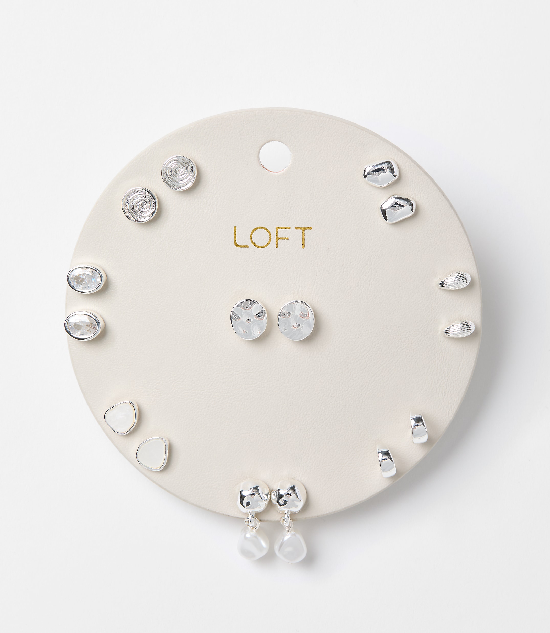 Pearlized Hammered Stud Earring Set