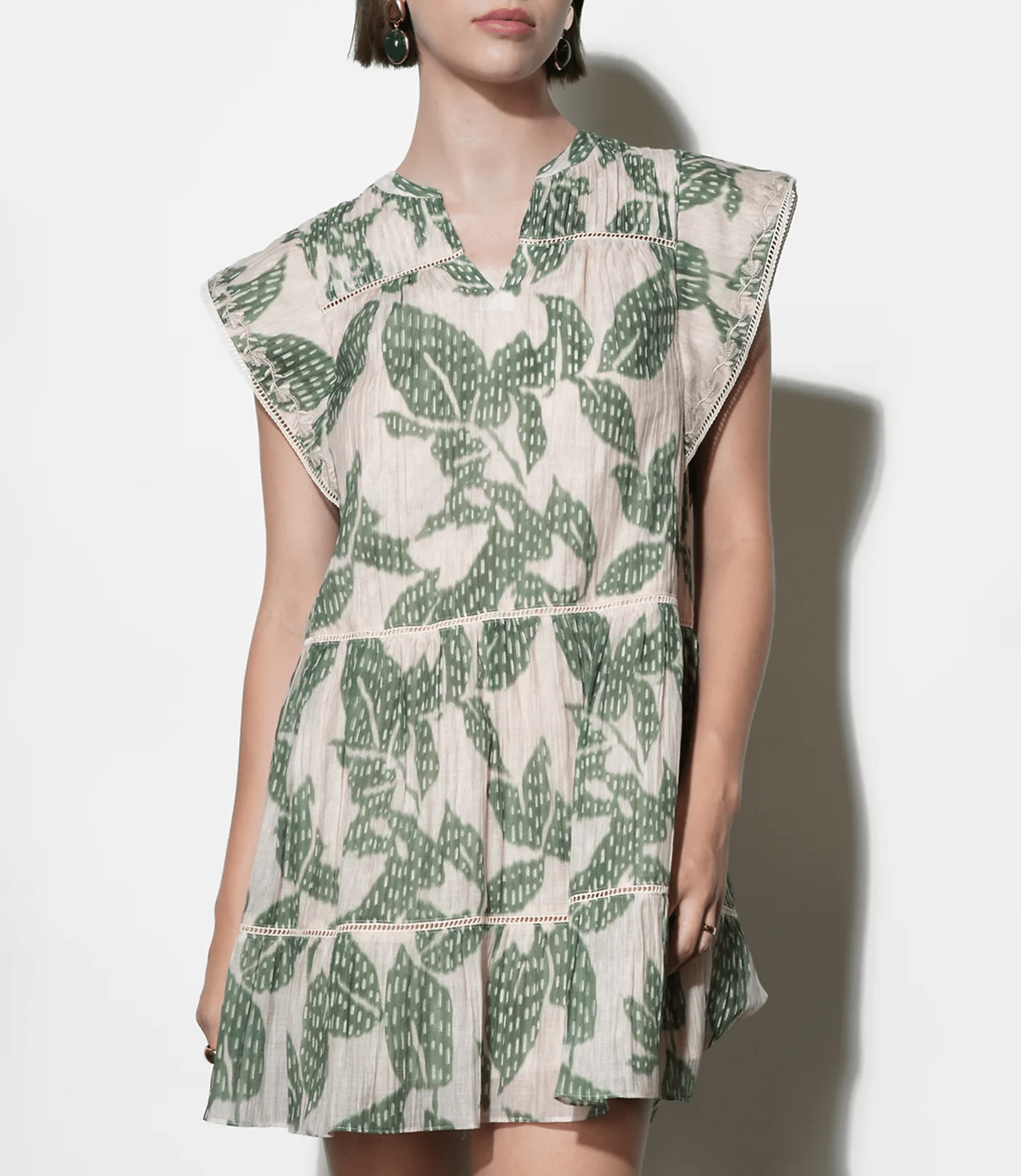 Greylin Briar Tiered Embroidered Shift Mini Dress
