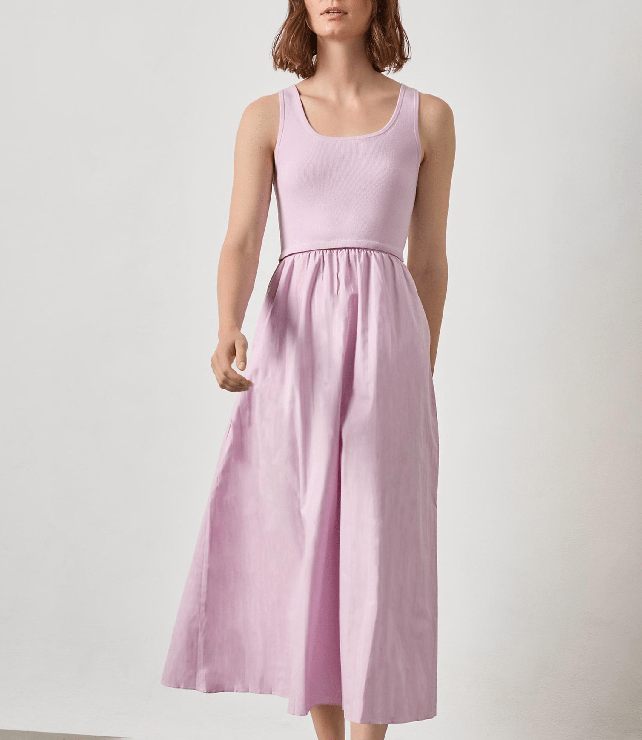 Lilla P Mixed Media Scoop Neck Dress