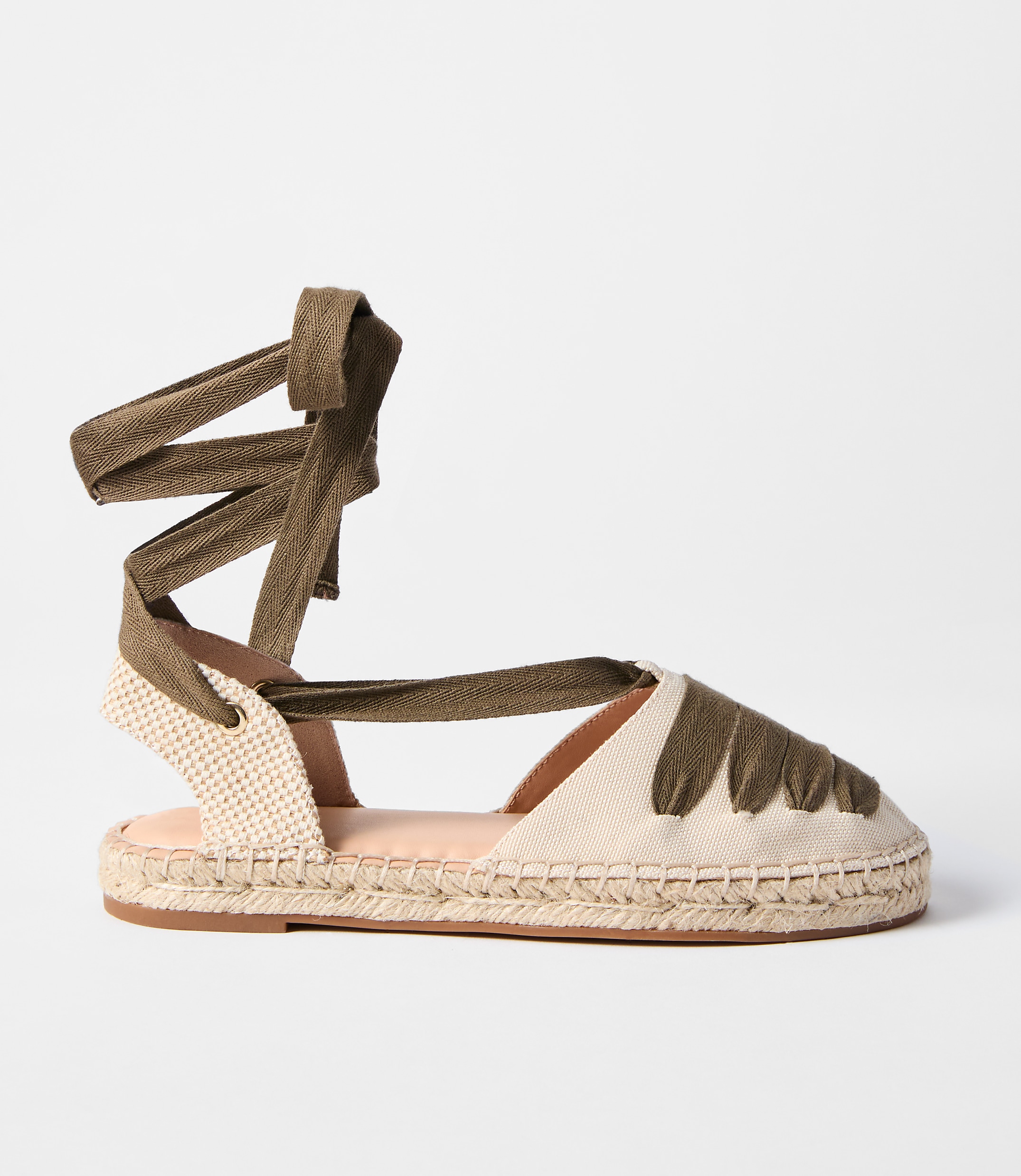 Eyelet Lace Up Espadrille Flats