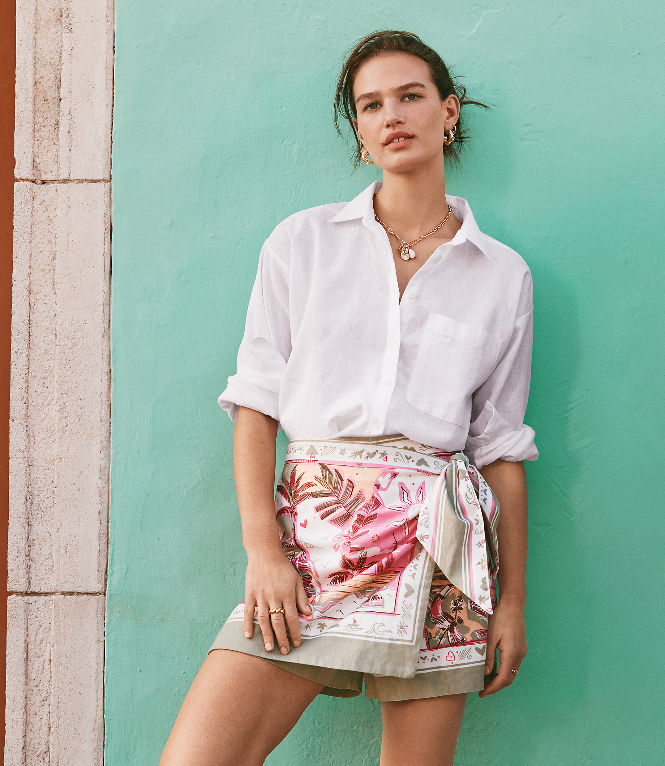 Tall Palm Linen Cotton Wrap Skort