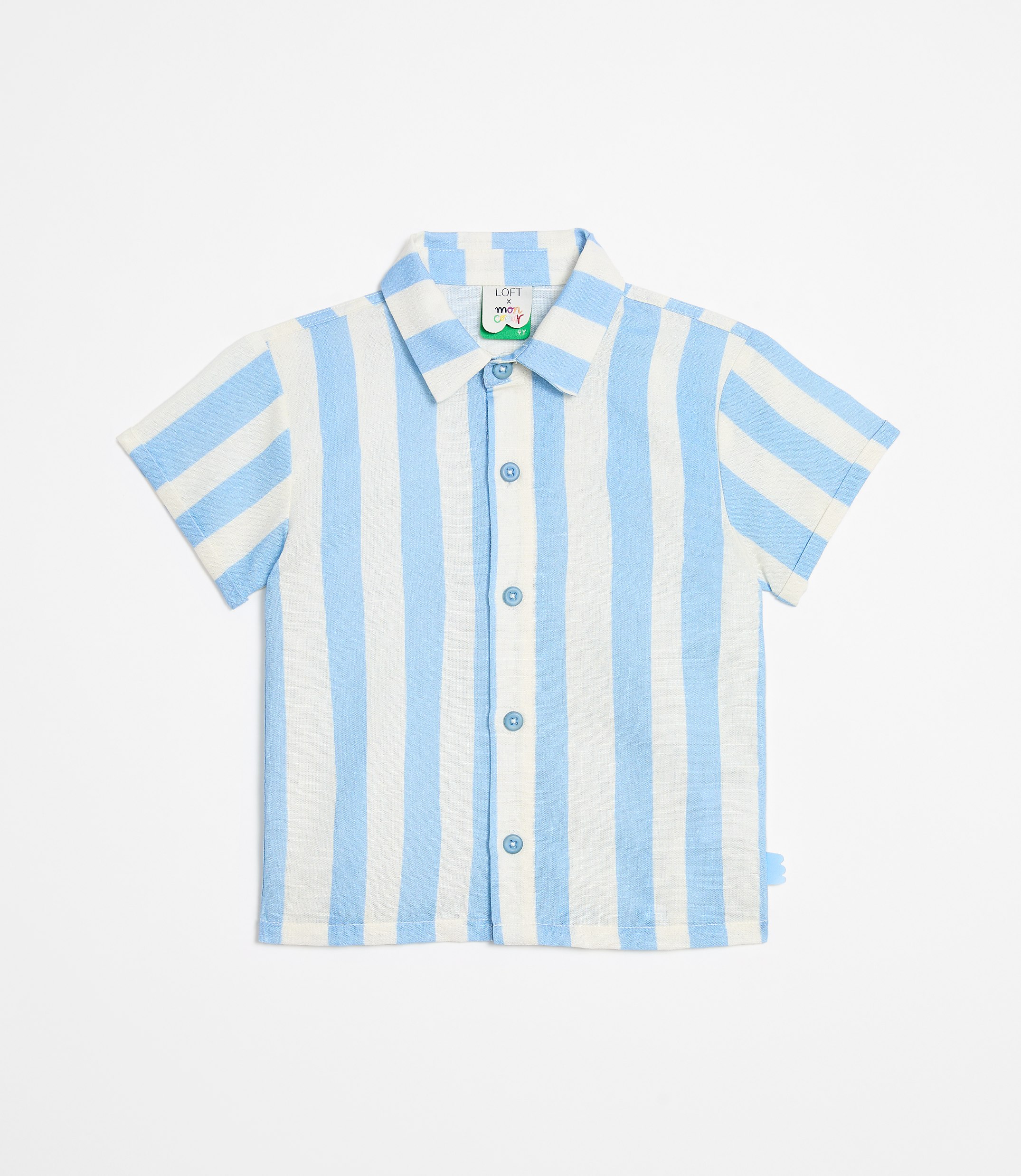 LOFT x Mon Coeur Linen Blue Cabana Shirt