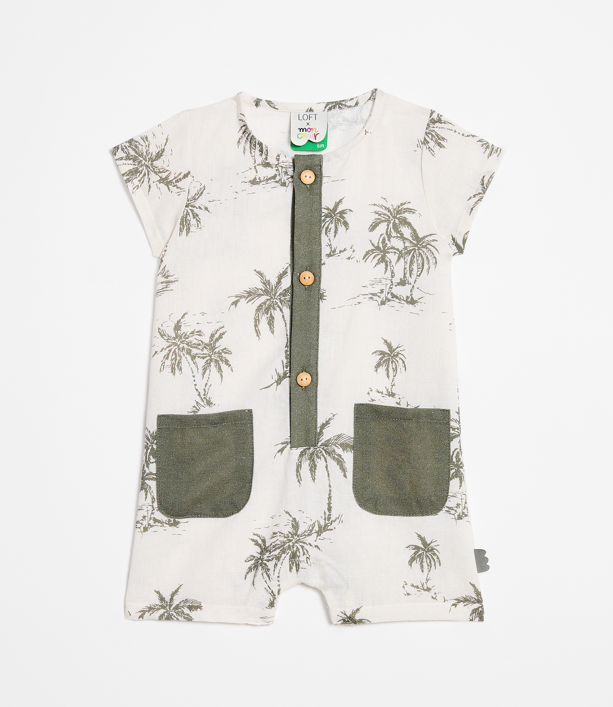 LOFT x Mon Coeur Linen Palm Tree Romper
