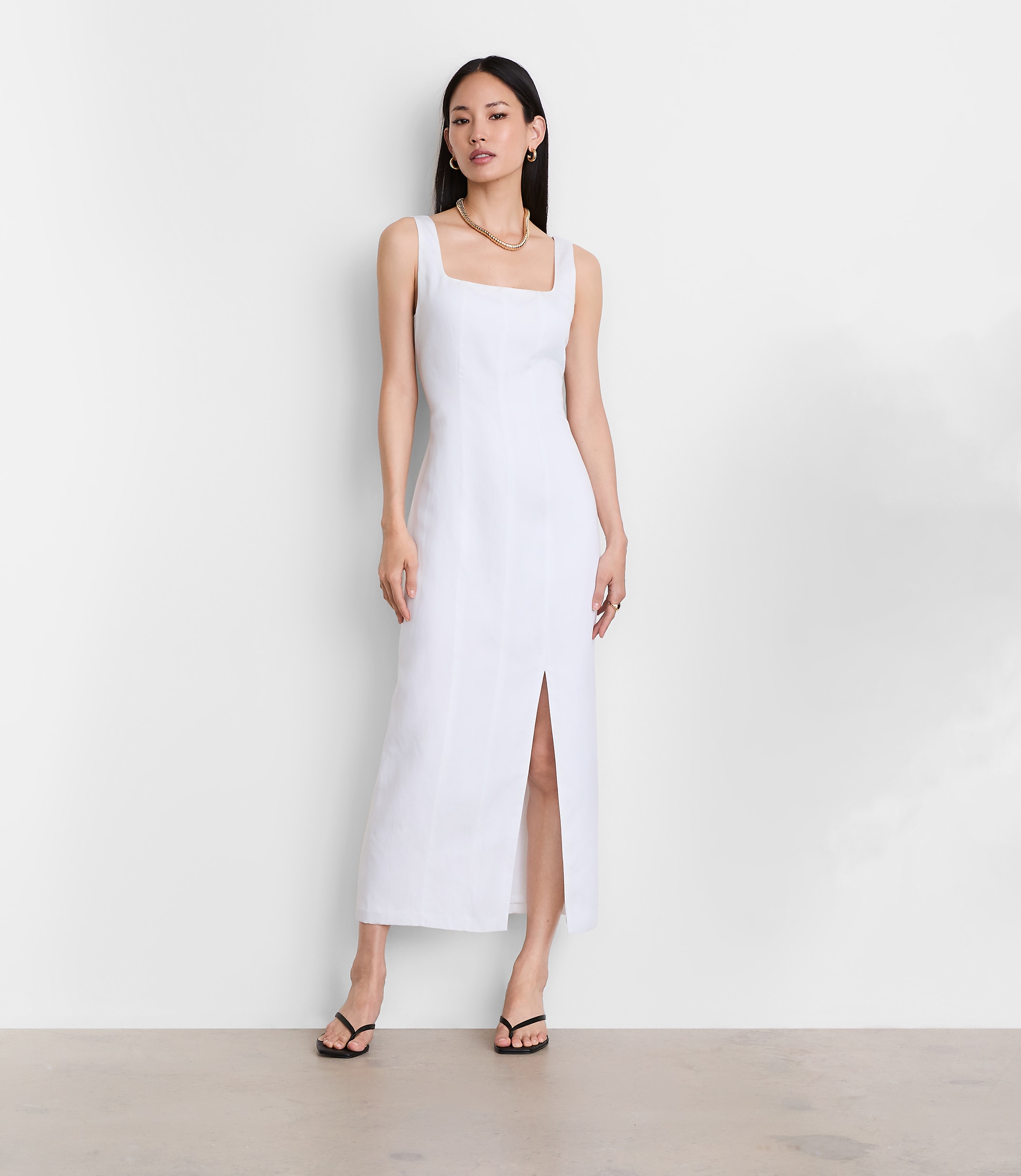 Petite LOFT Versa Luxe Lyocell Linen Midi Dress