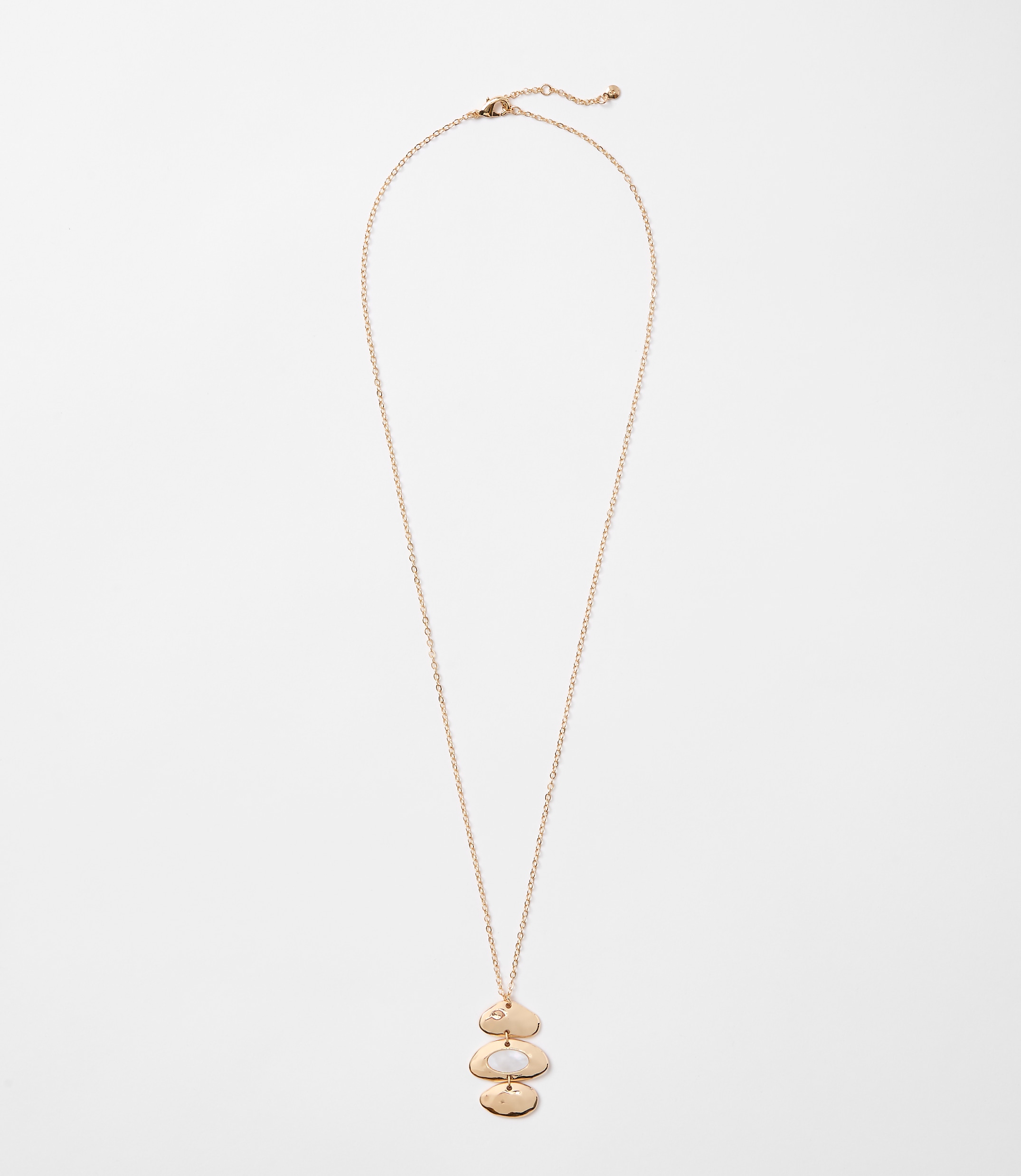 Pearlized Linear Molded Metal Necklace