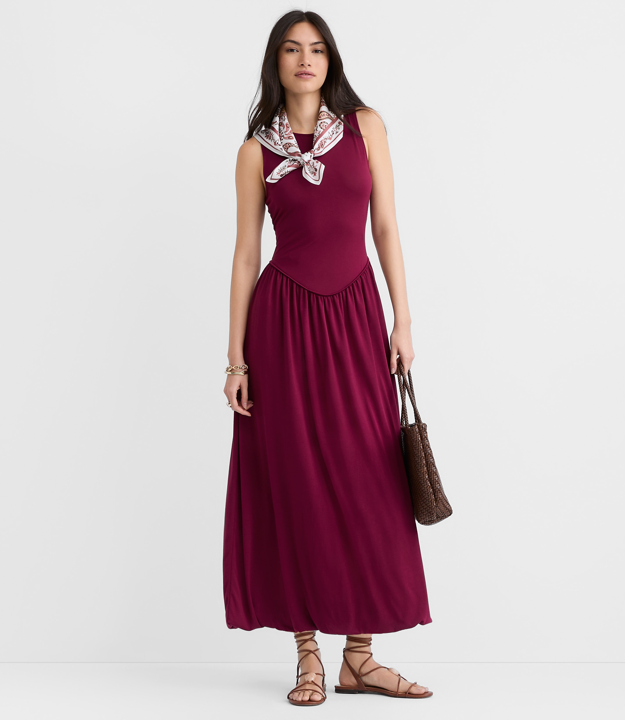Petite Drop Waist Bubble Midi Dress