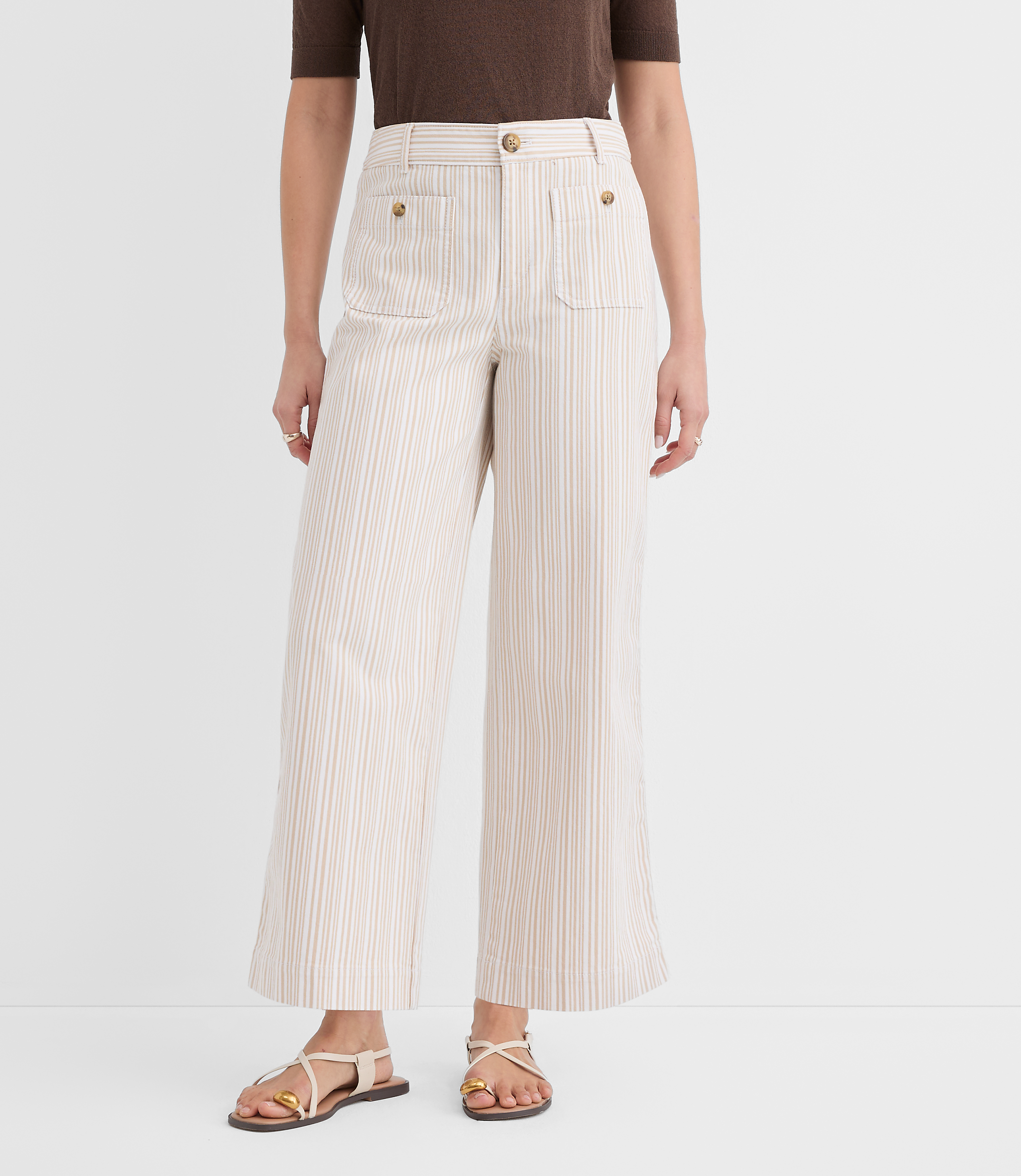 Curvy Palmer Wide Leg Crop Pants in Stripe