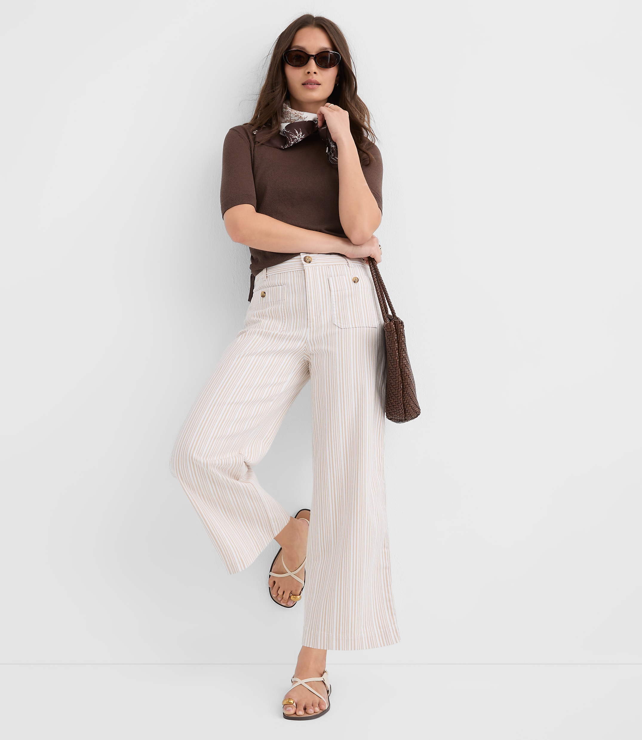 Palmer Wide Leg Crop Pants in Stripe