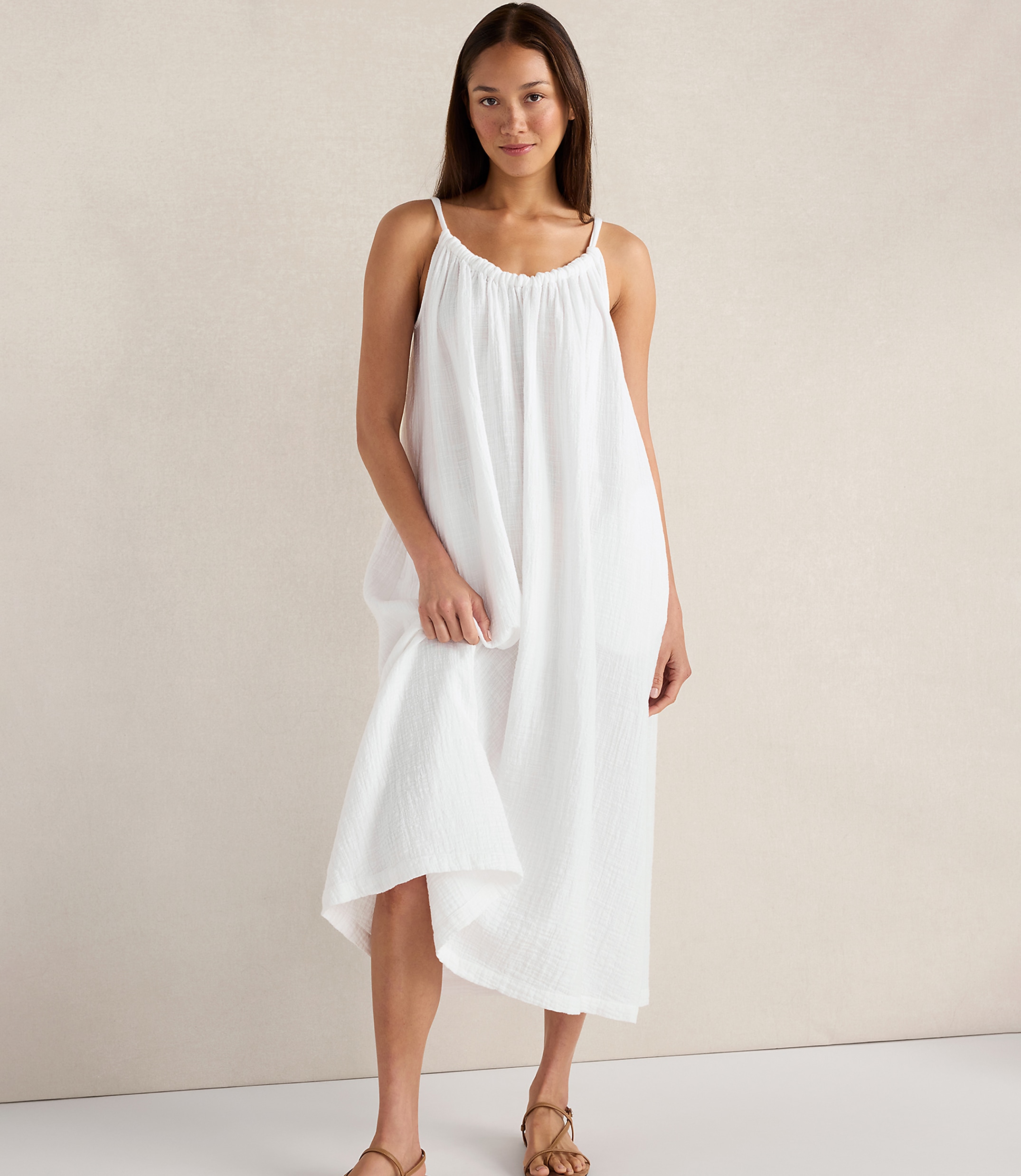 Haven Well Within Textured Cotton Gauze Flowy Midi Dress