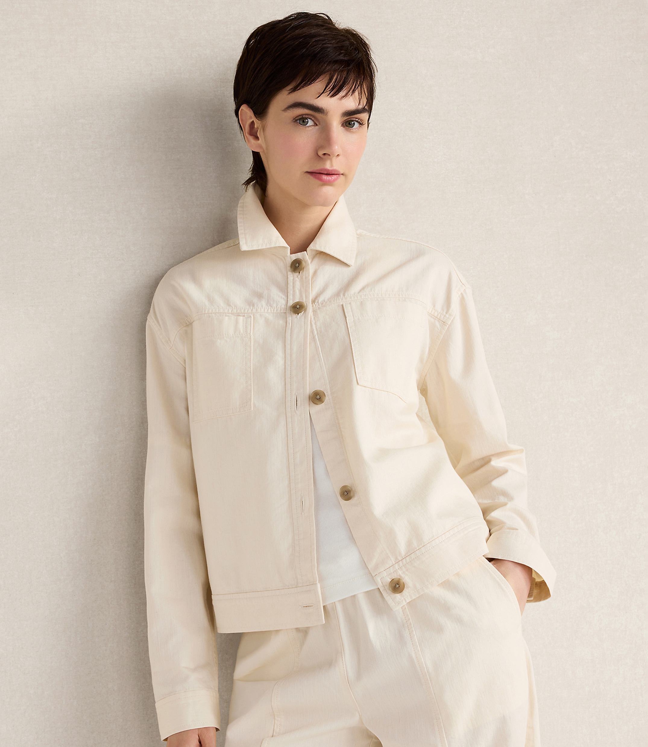 Haven Well Within Cotton Ecru Denim Boxy Jacket