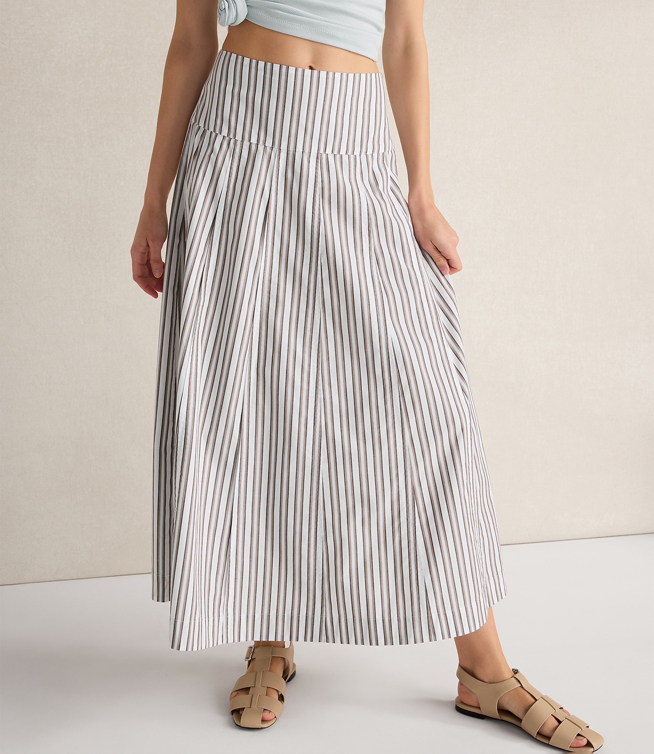 Haven Well Within Organic Cotton Poplin Stripe Drop Waist Skirt