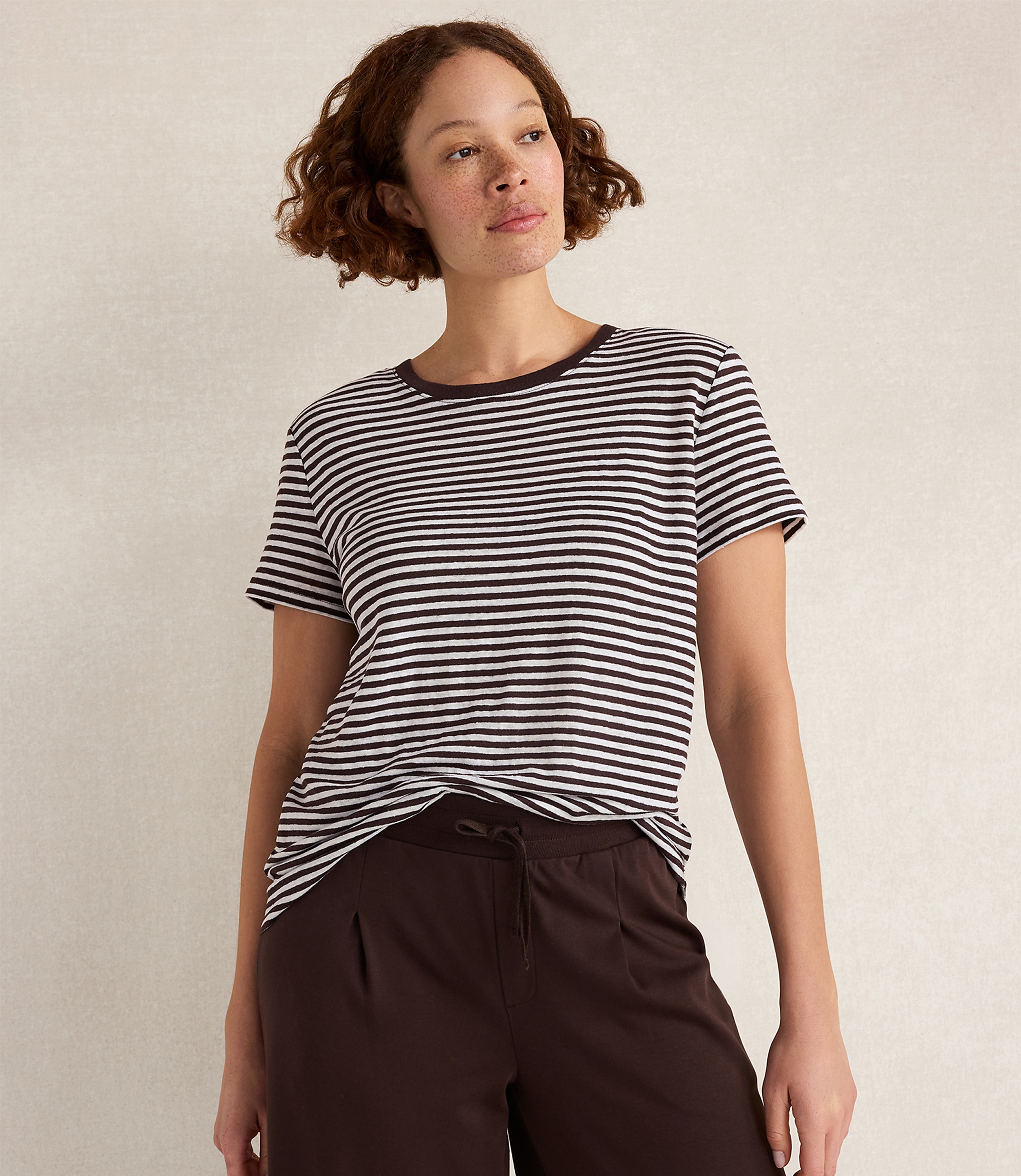 Haven Well Within Linen Striped Short Sleeve Tee