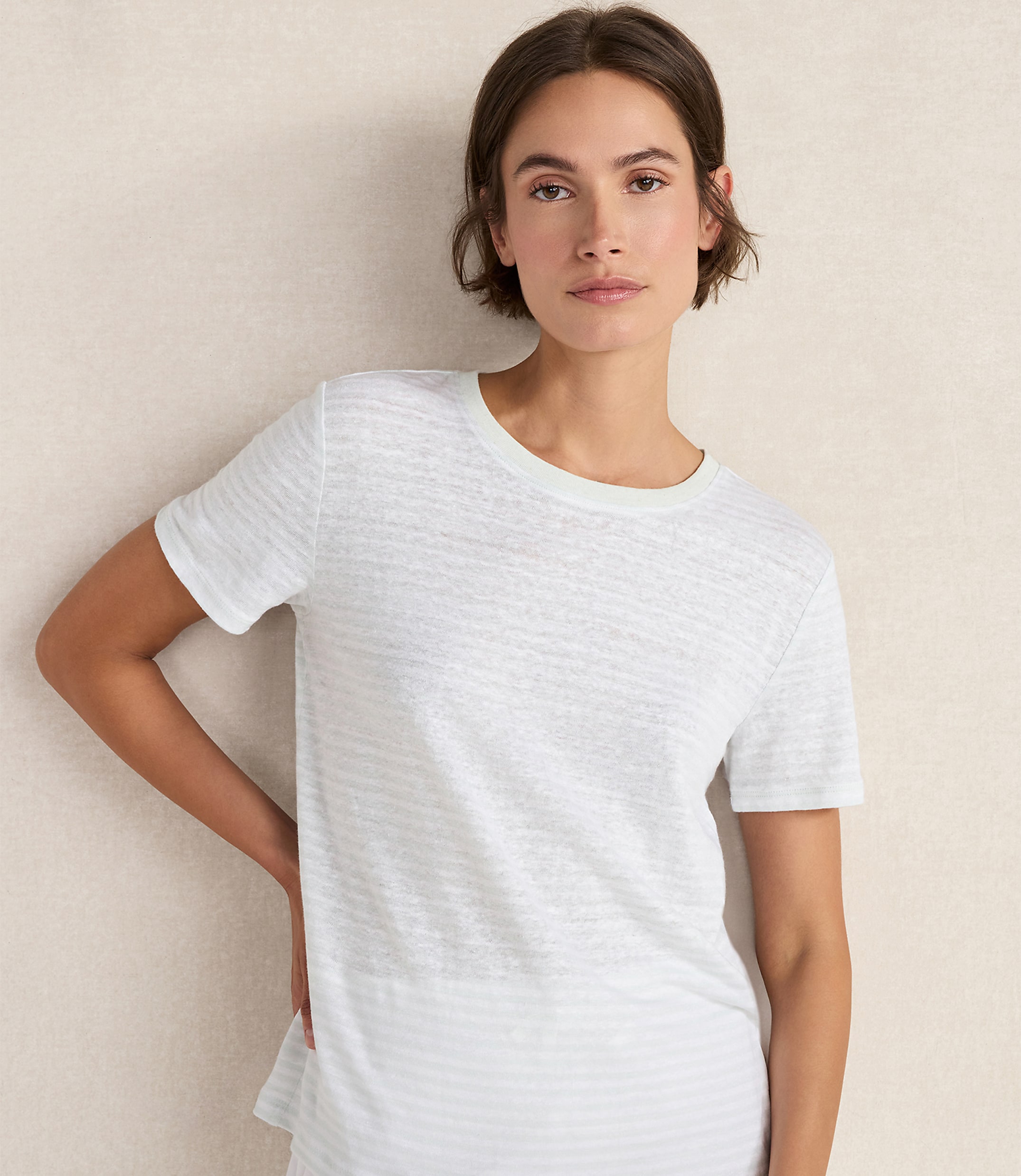 Haven Well Within Linen Striped Short Sleeve Tee