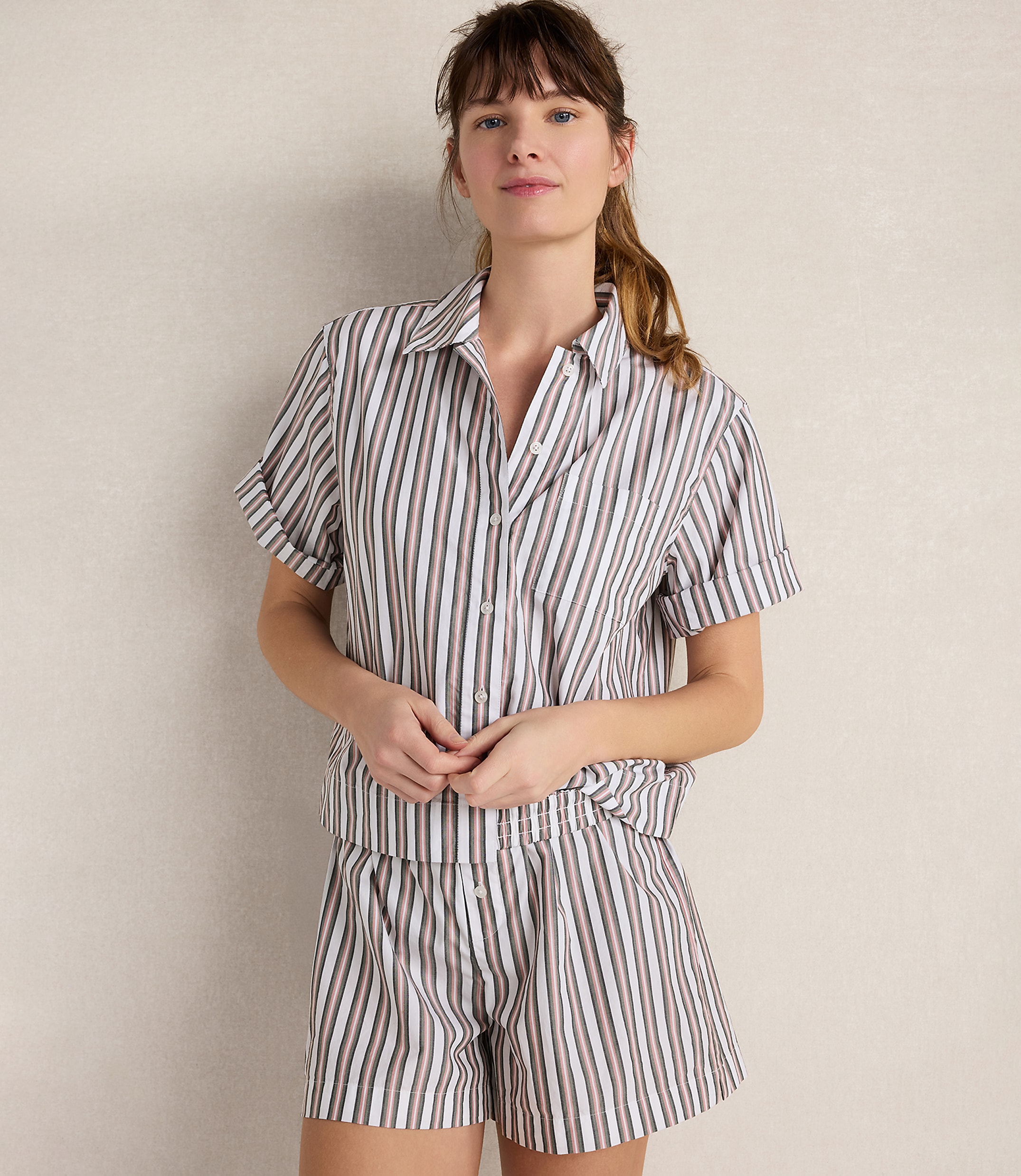 Haven Well Within Organic Cotton Poplin Iris Stripe Pajama Top