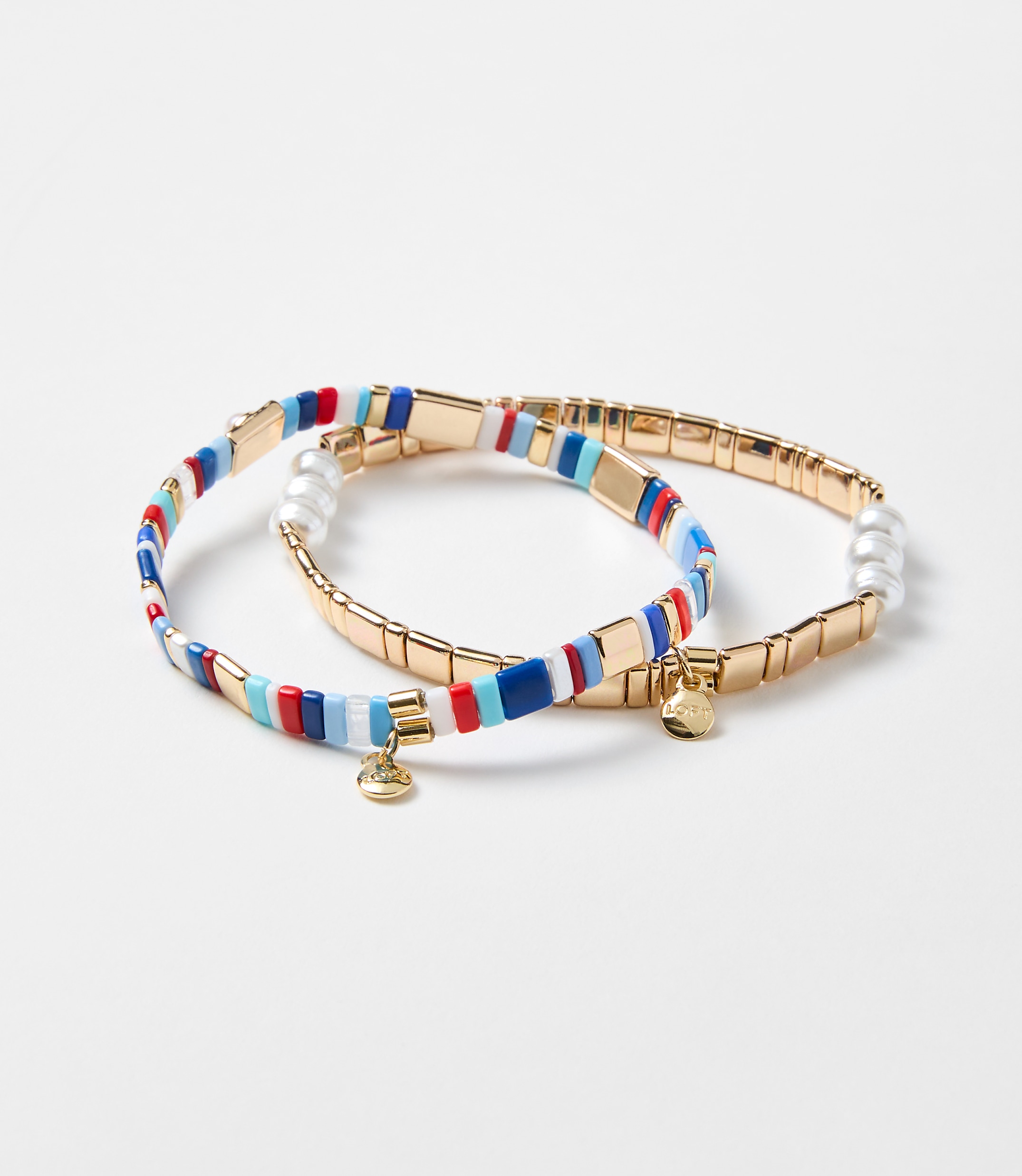 Pearlized Chicklet Bracelet Set