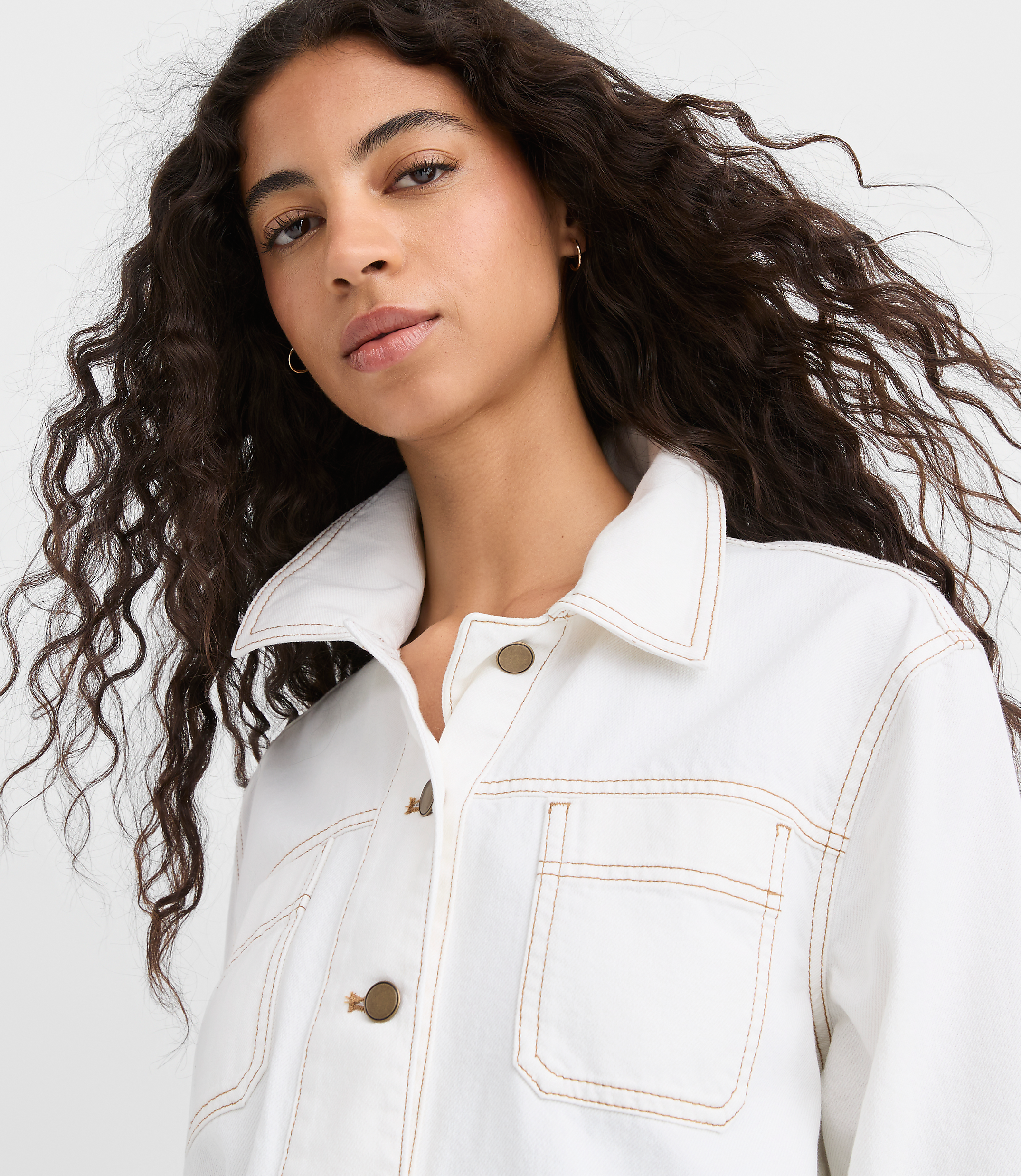 Petite Topstitched Twill Chore Jacket
