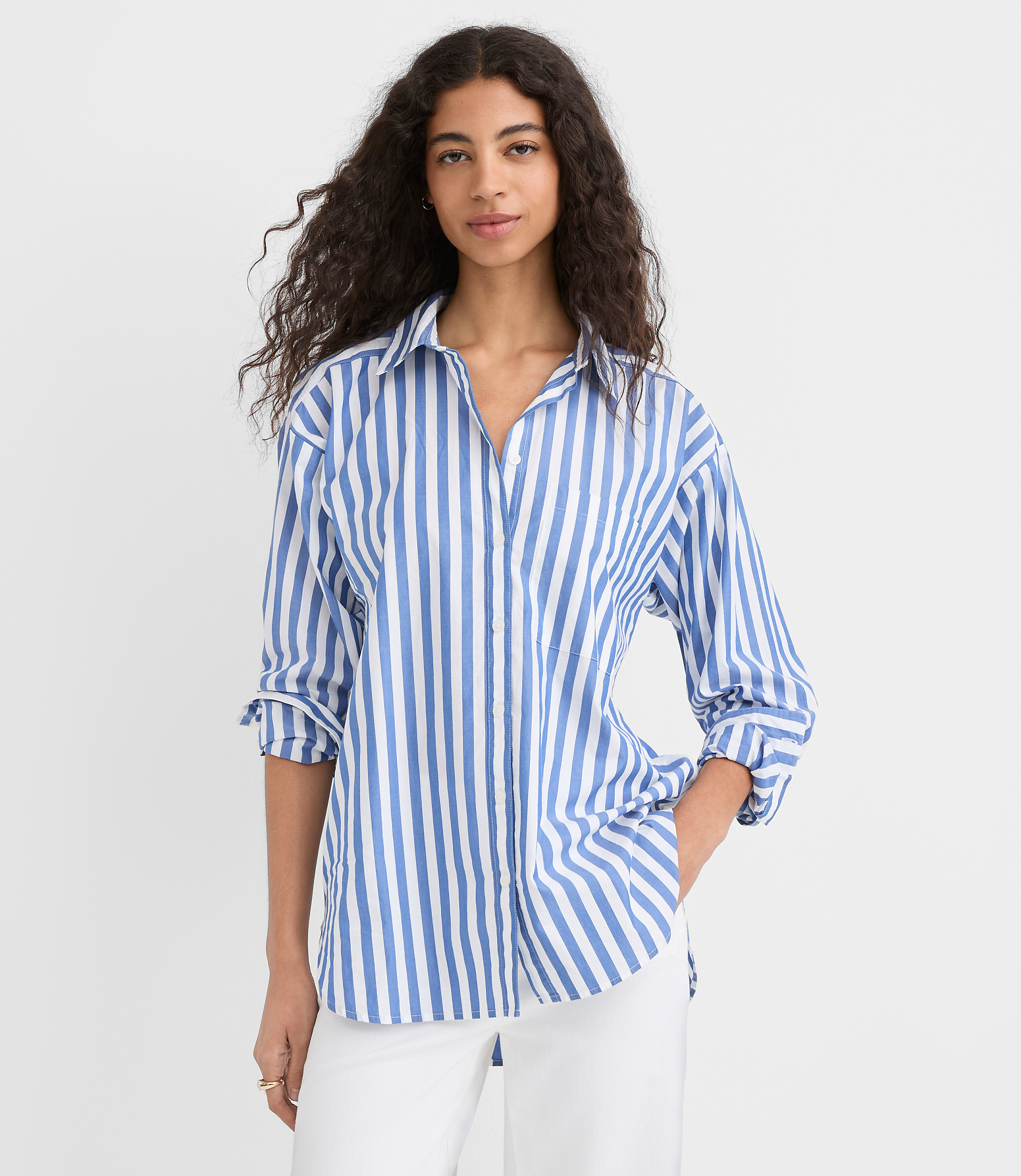 Striped Poplin Everyday Oversized Pocket Shirt