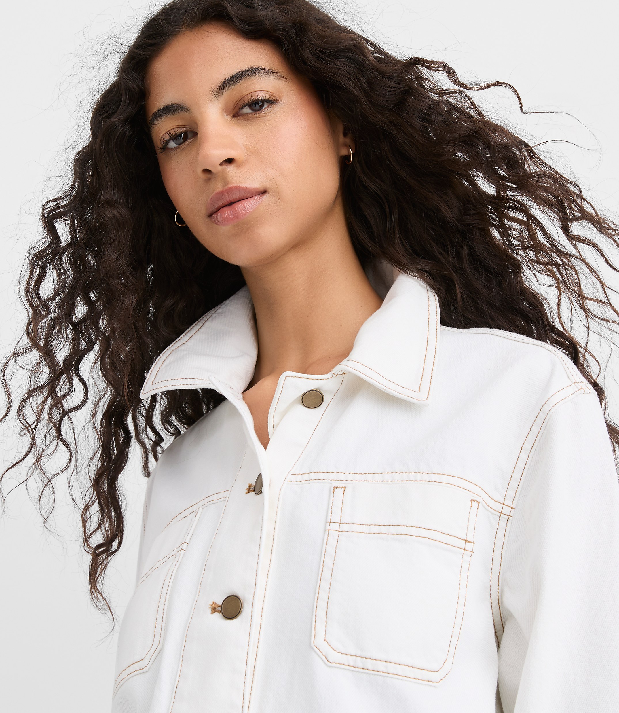 Topstitched Twill Chore Jacket