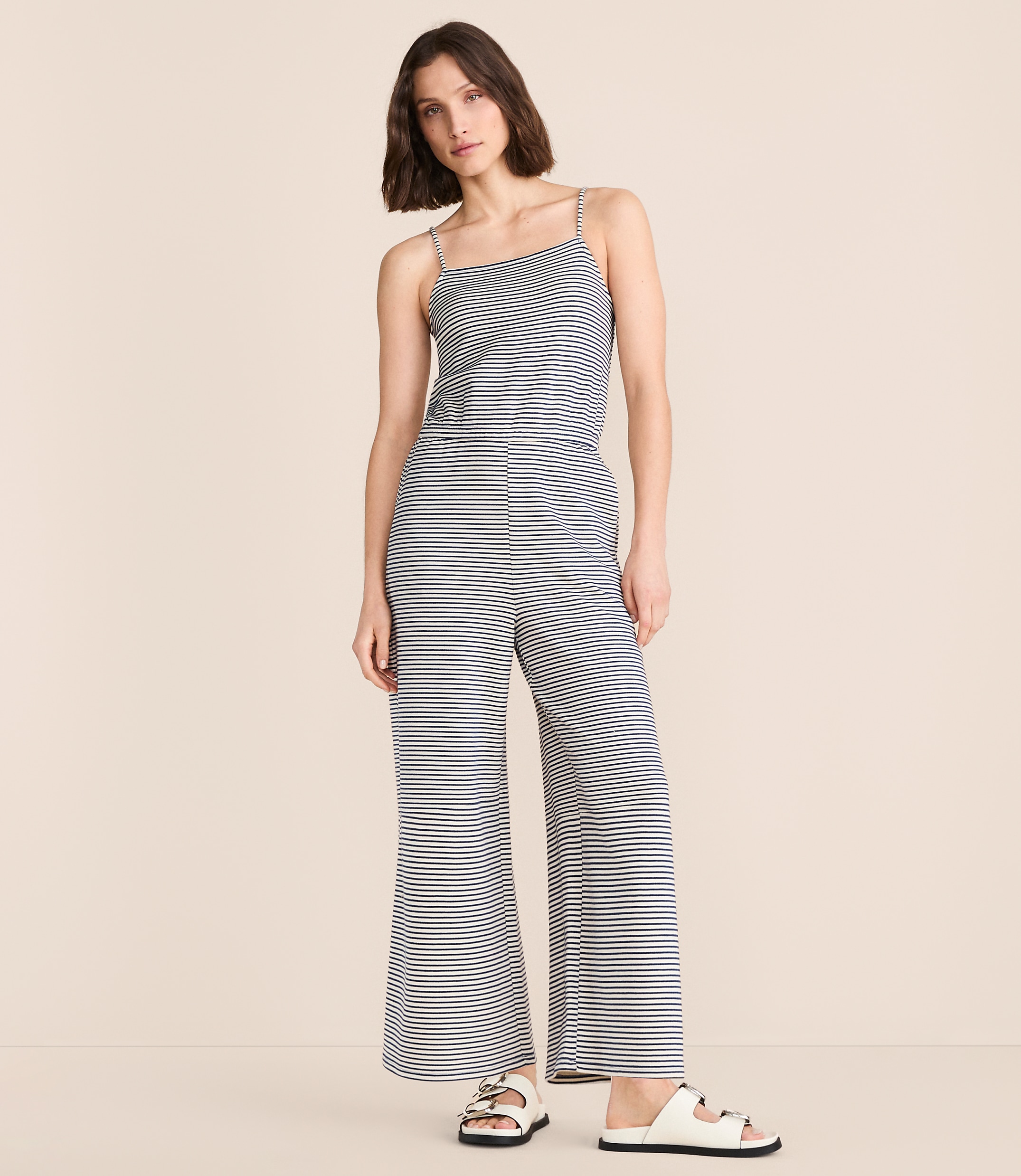Petite Lou & Grey Striped Strappy Palazzo Jumpsuit