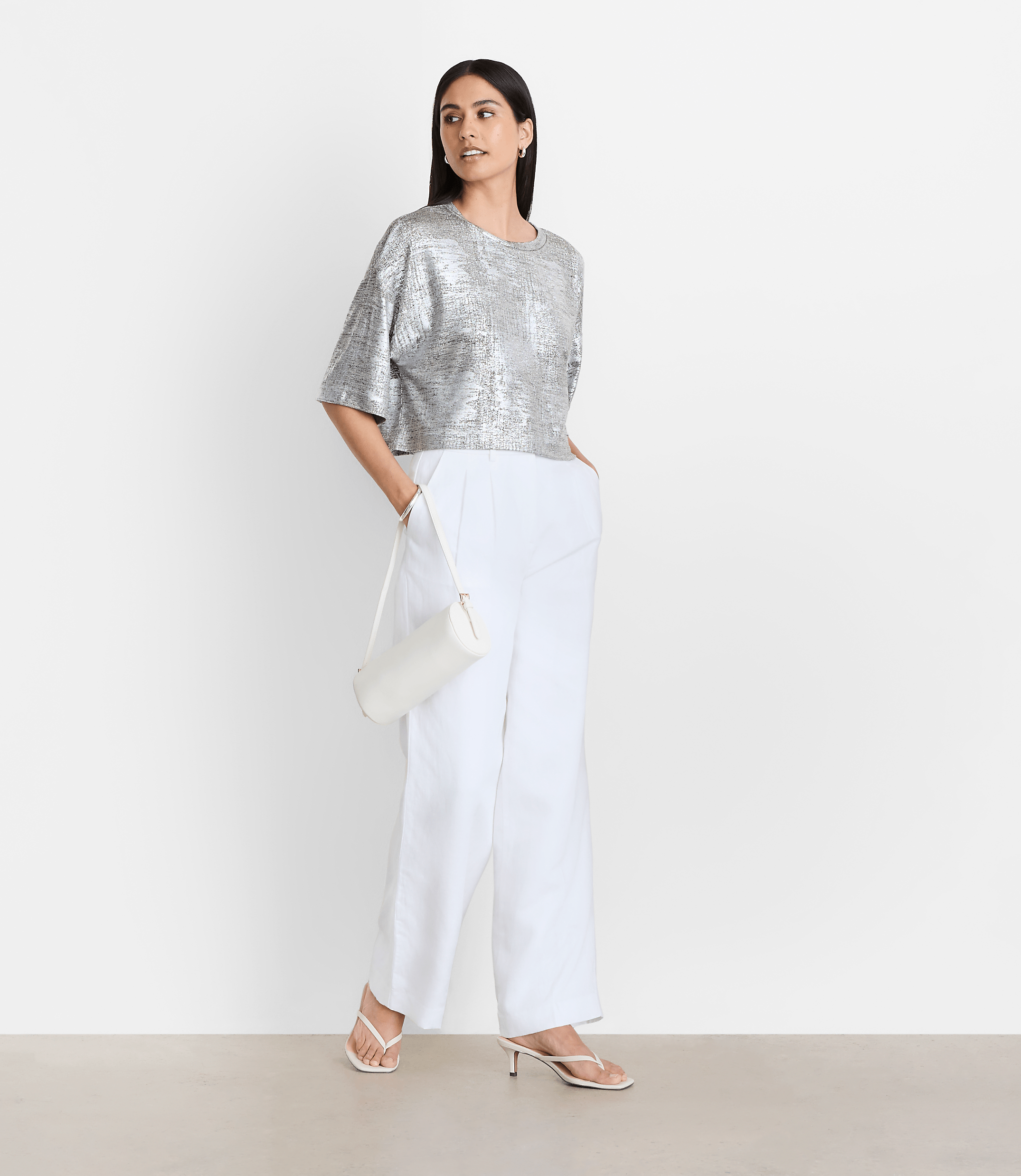 LOFT Versa Metallic Cropped Relaxed Tee