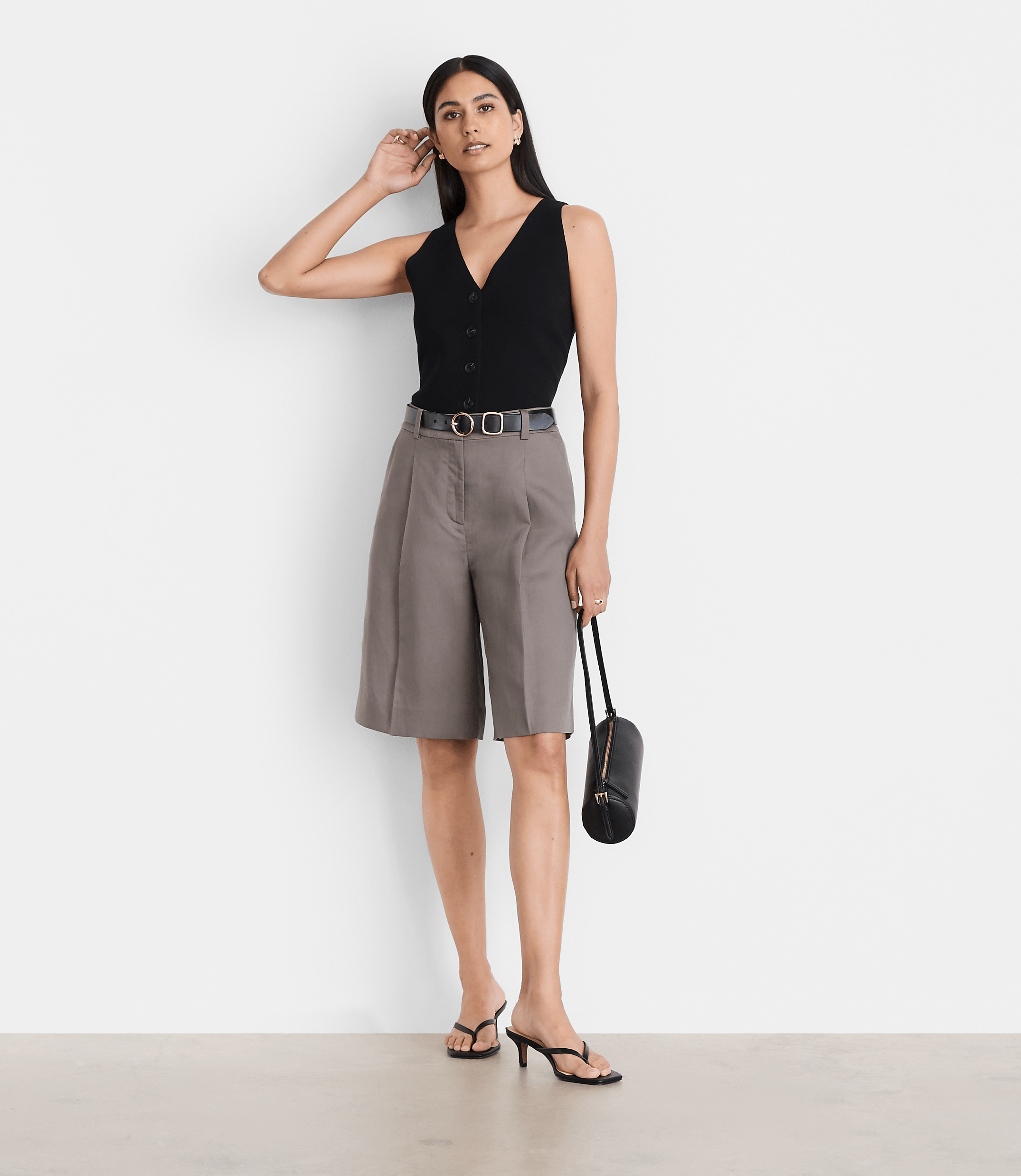 LOFT Versa Luxe Lyocell Wide Leg Bermuda Shorts