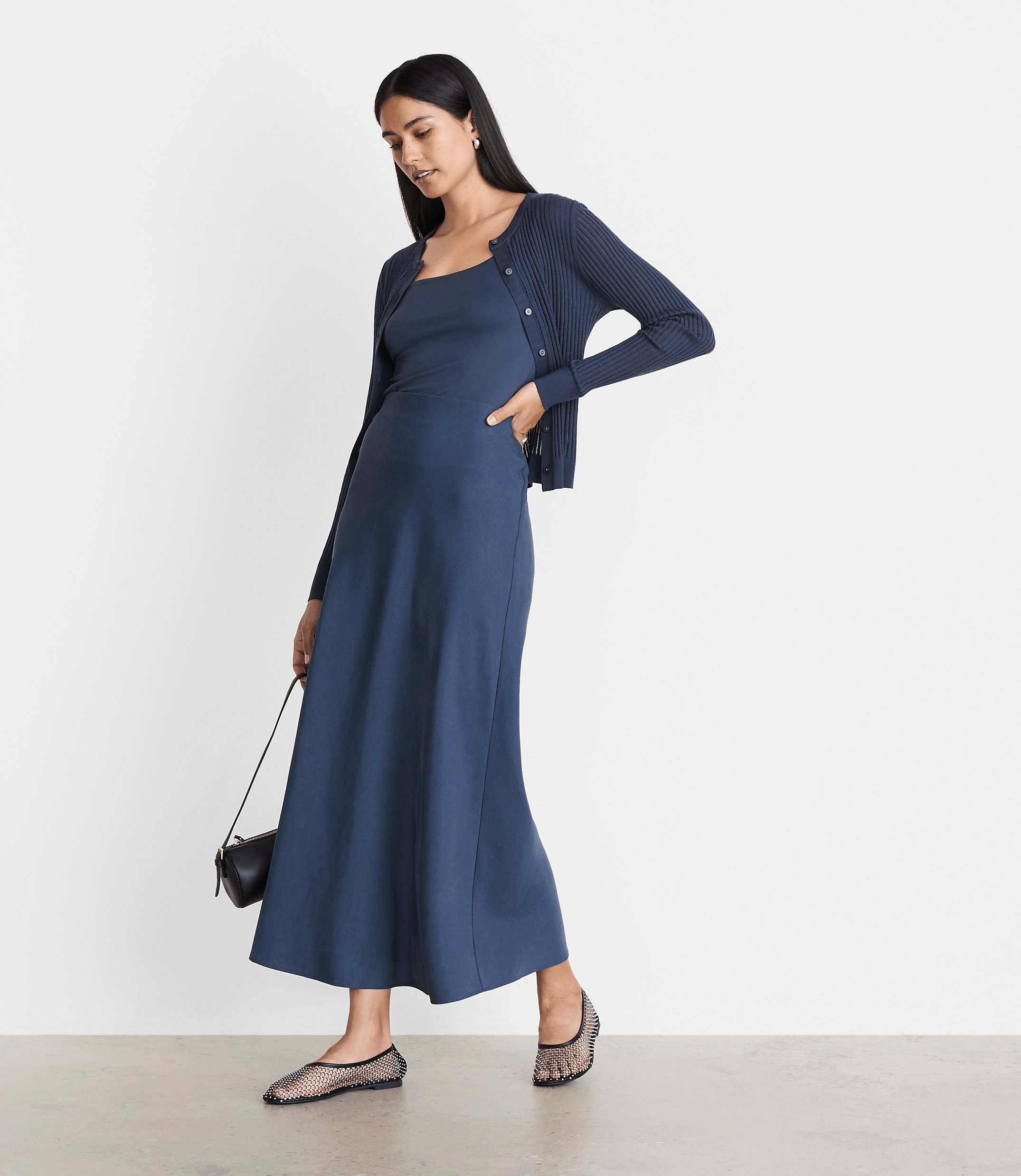 Petite LOFT Versa Pure Spun Bias Maxi Skirt