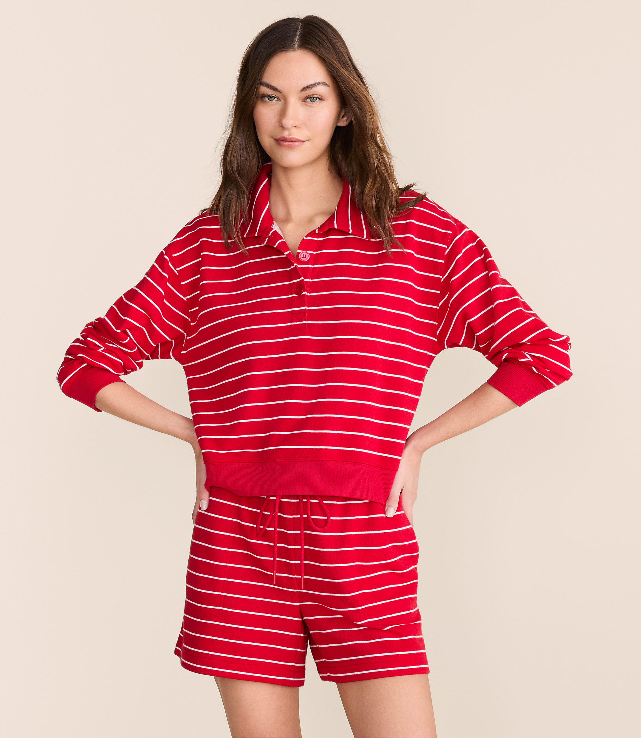 Lou & Grey Striped Terrysoft Polo Top