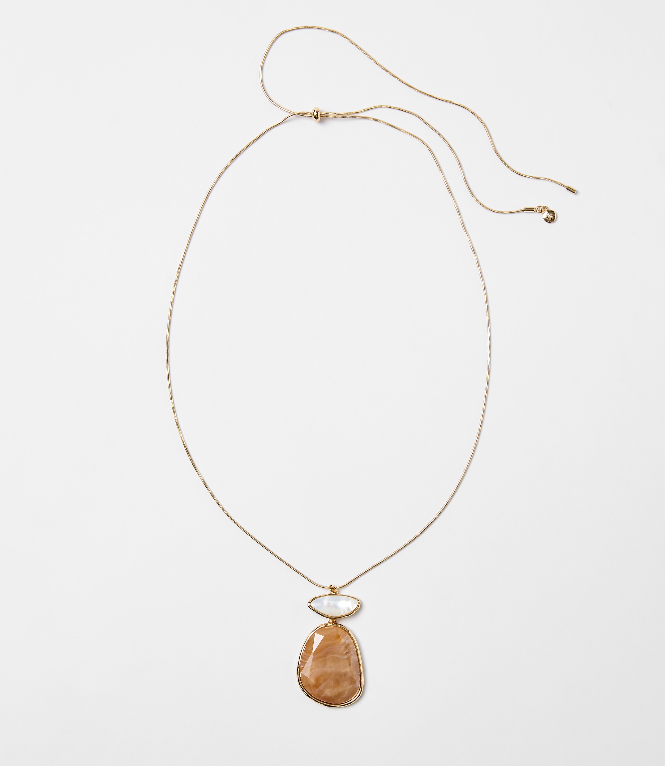Marbleized Double Pendant Pull Tie Necklace