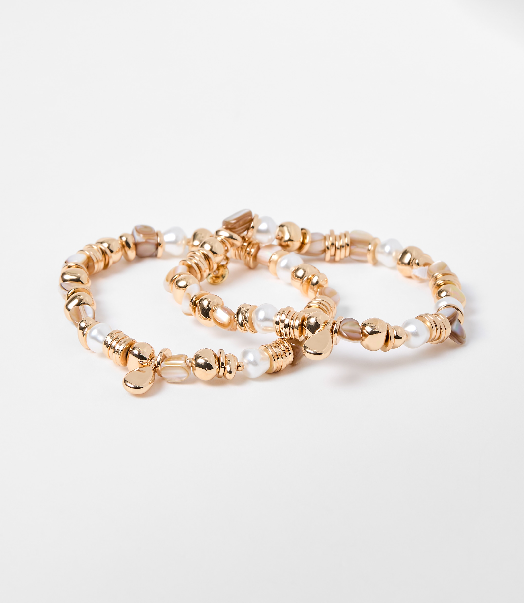 Pearlized Metallic Stretch Bracelet Set