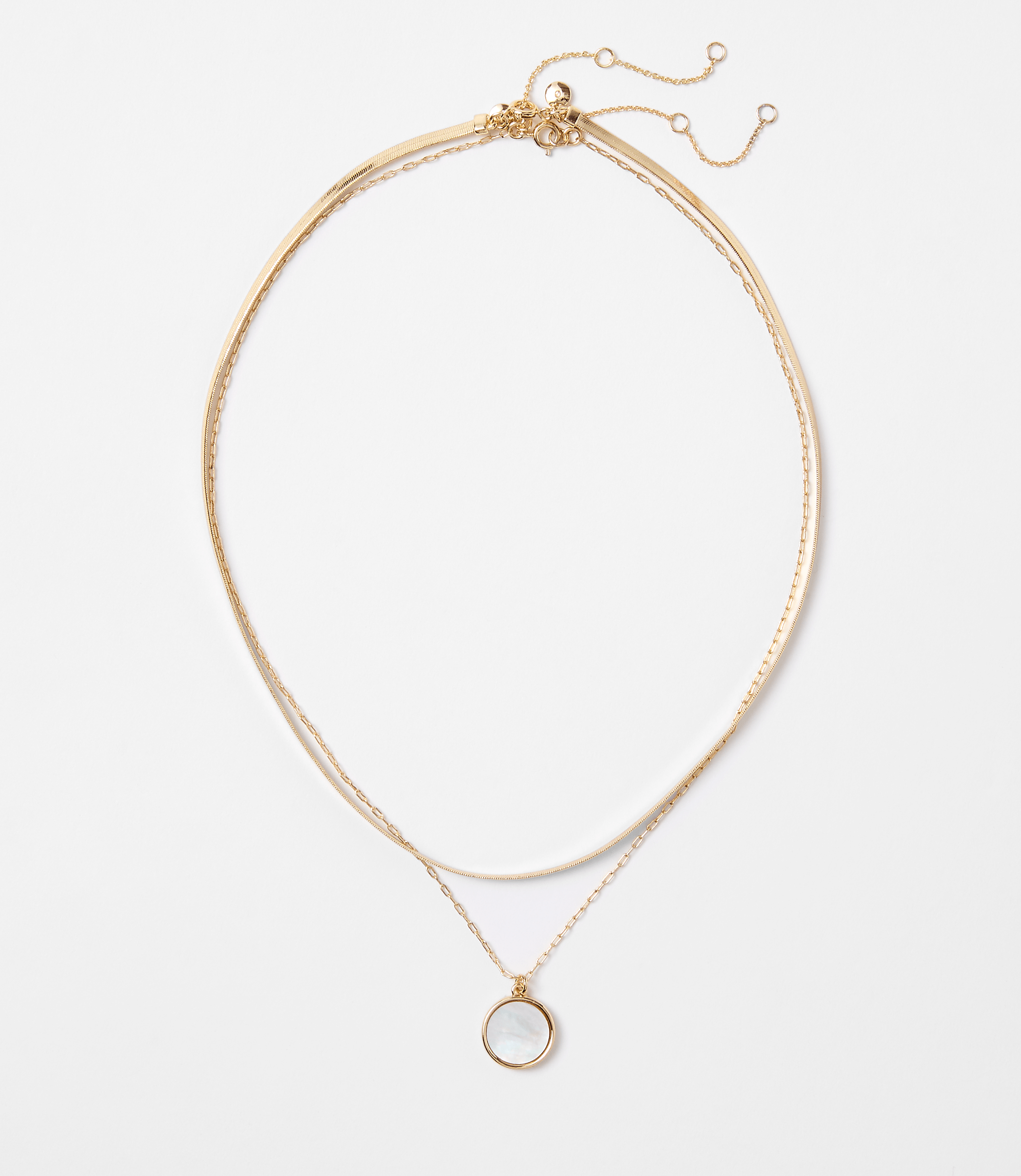 Mother Of Pearl Layered Necklace Set