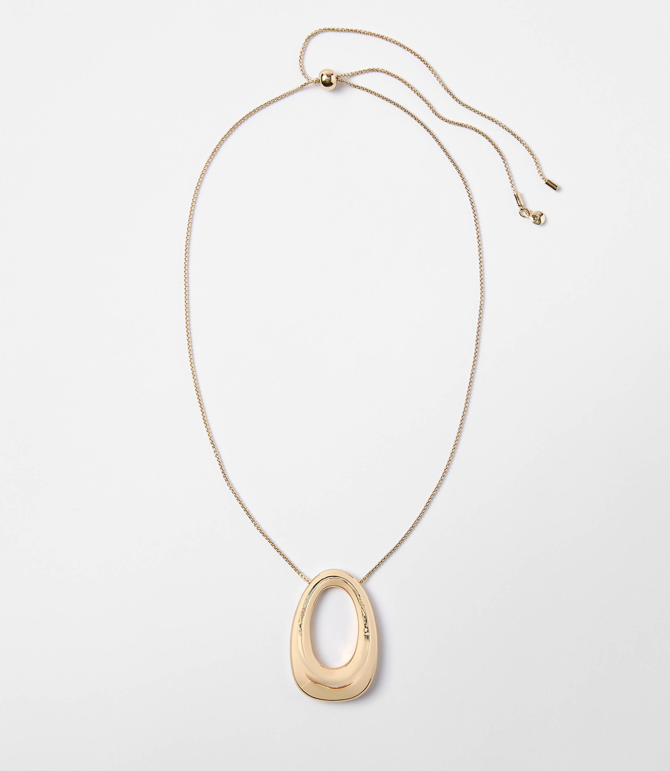 Open Oval Pull Tie Pendant Necklace