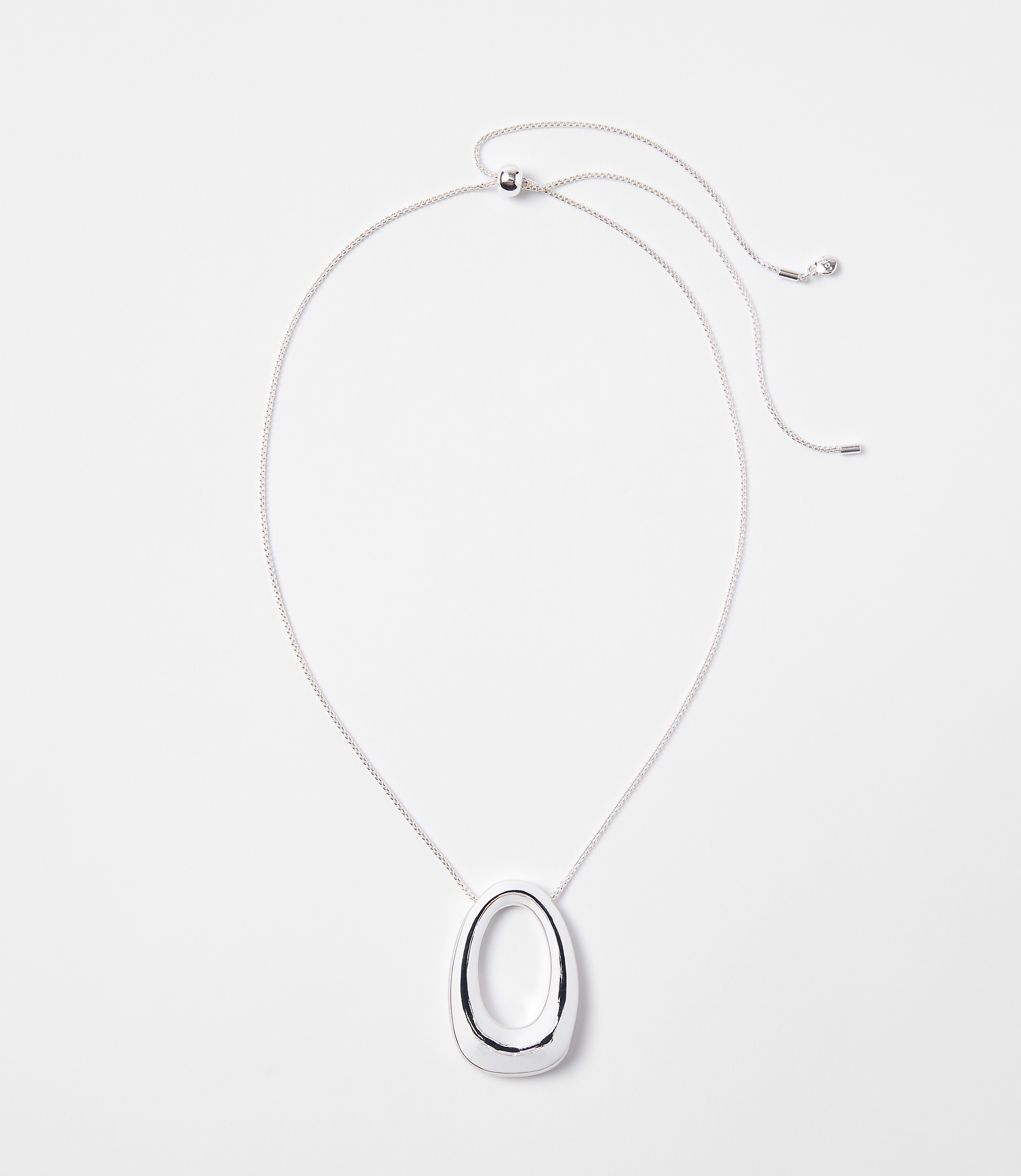 Open Oval Pull Tie Pendant Necklace