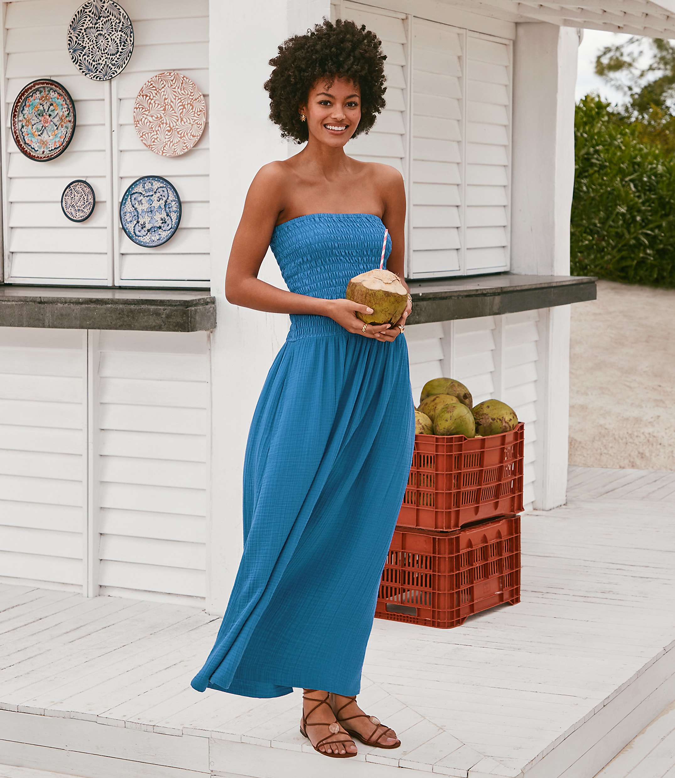 LOFT Beach Strapless Mixed Media Maxi Pocket Dress