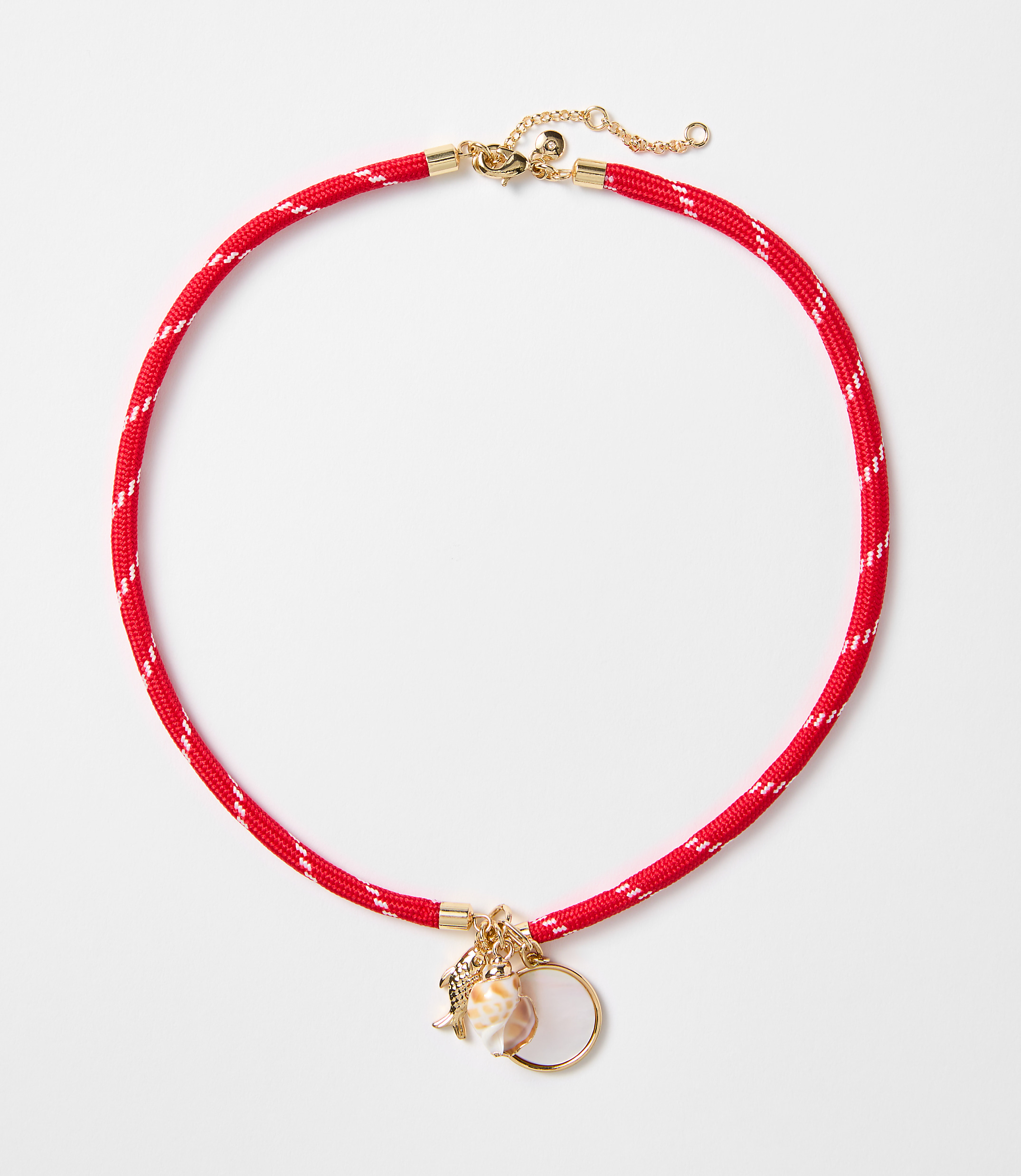 Fish & Seashell Rope Charm Necklace