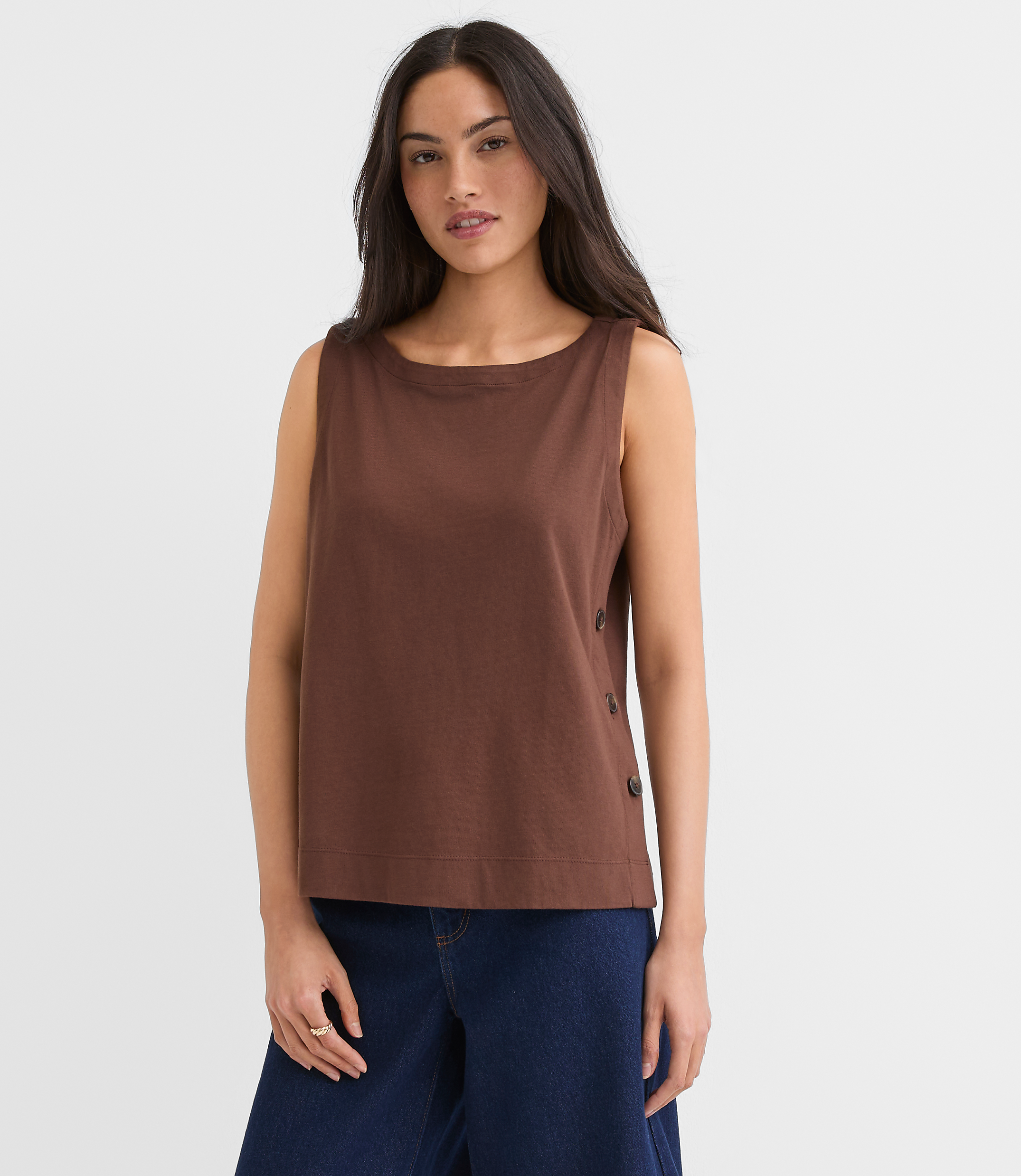 Petite Side Button Tank Top