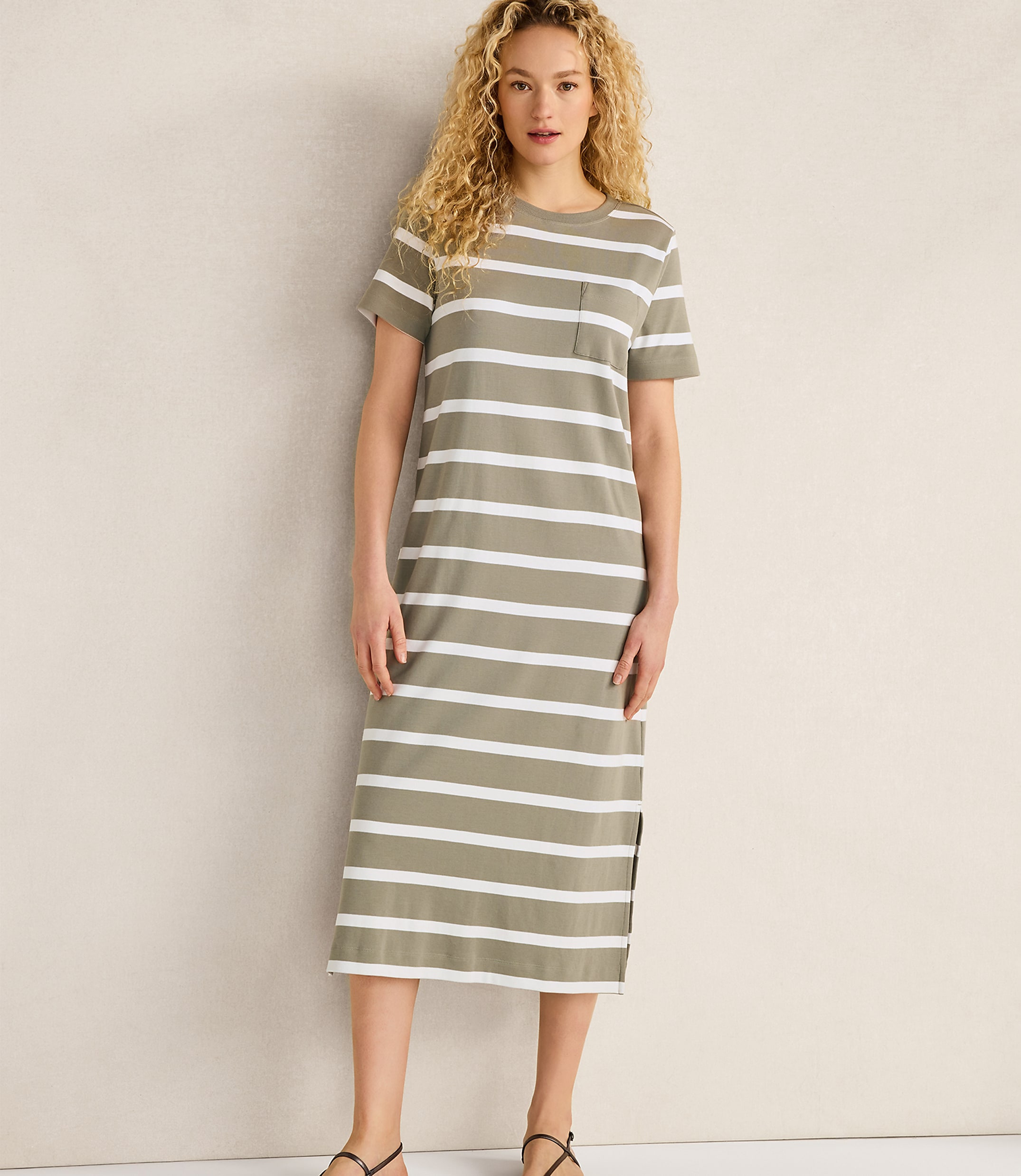 Haven Well Within Organic Cotton Interlock Striped Short Sleeve Dress