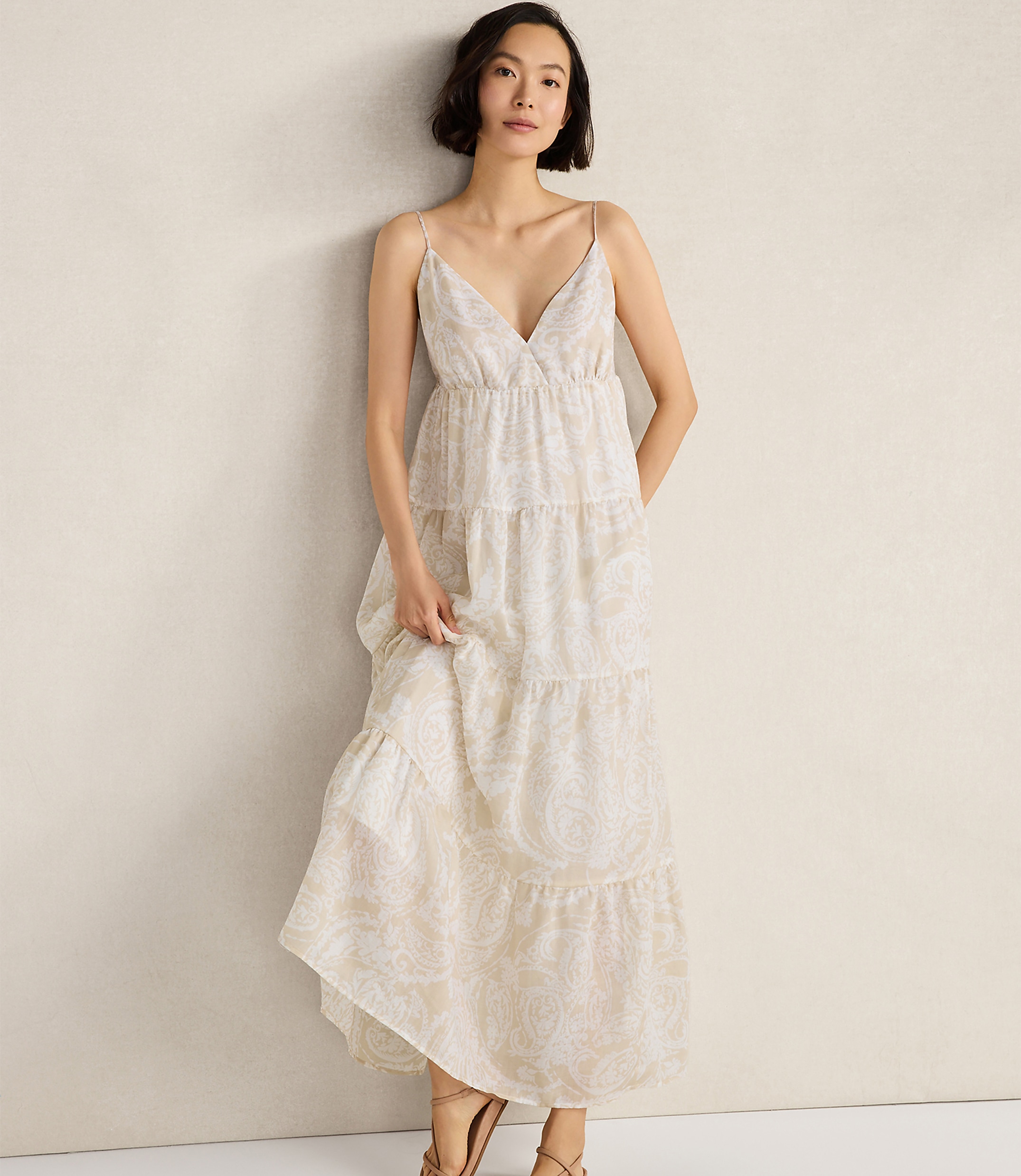 Haven Well Within Ramie Blend Paisley Tiered Maxi Dress