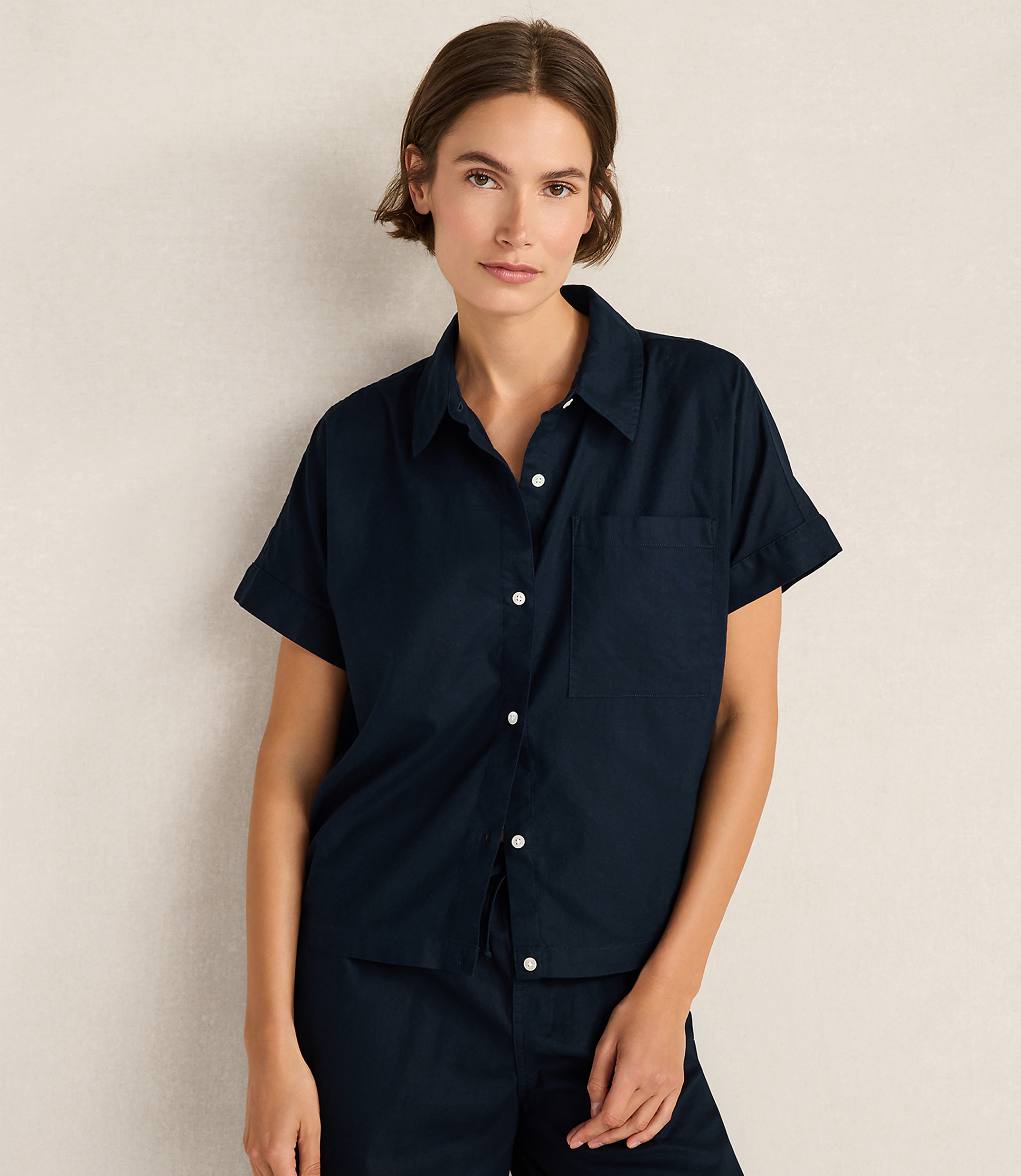 Haven Well Within Organic Cotton Linen Button-Down Top