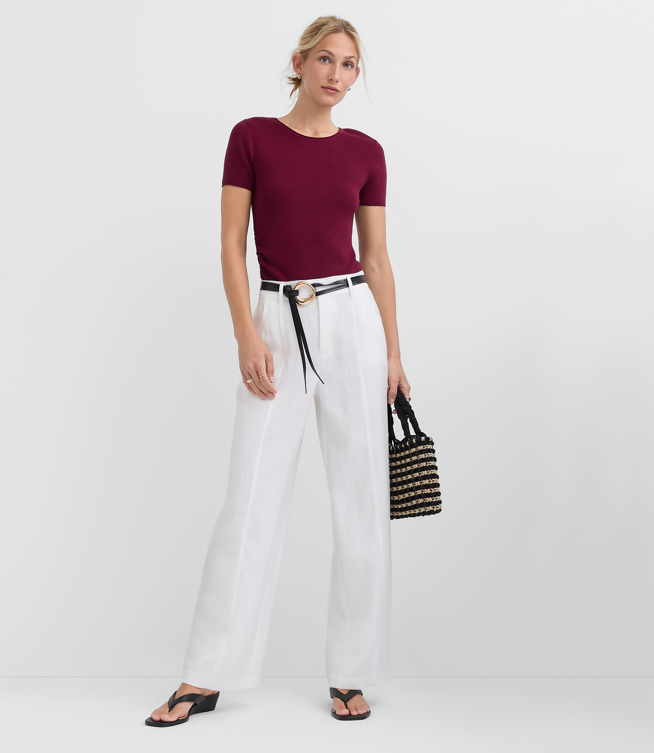 Petite Relaxed Straight Pants in Twill