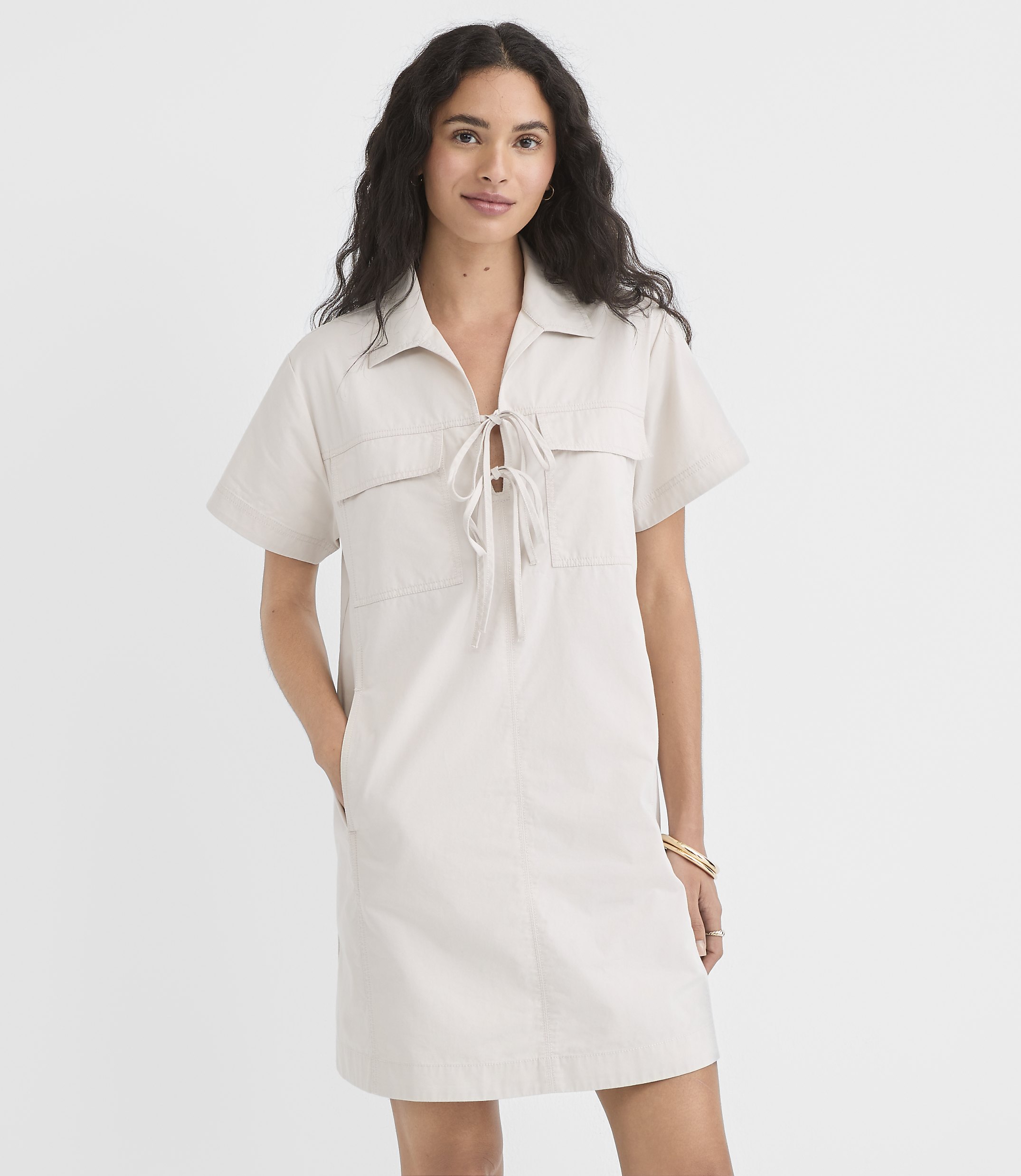 Petite Bow Mini Pocket Dress